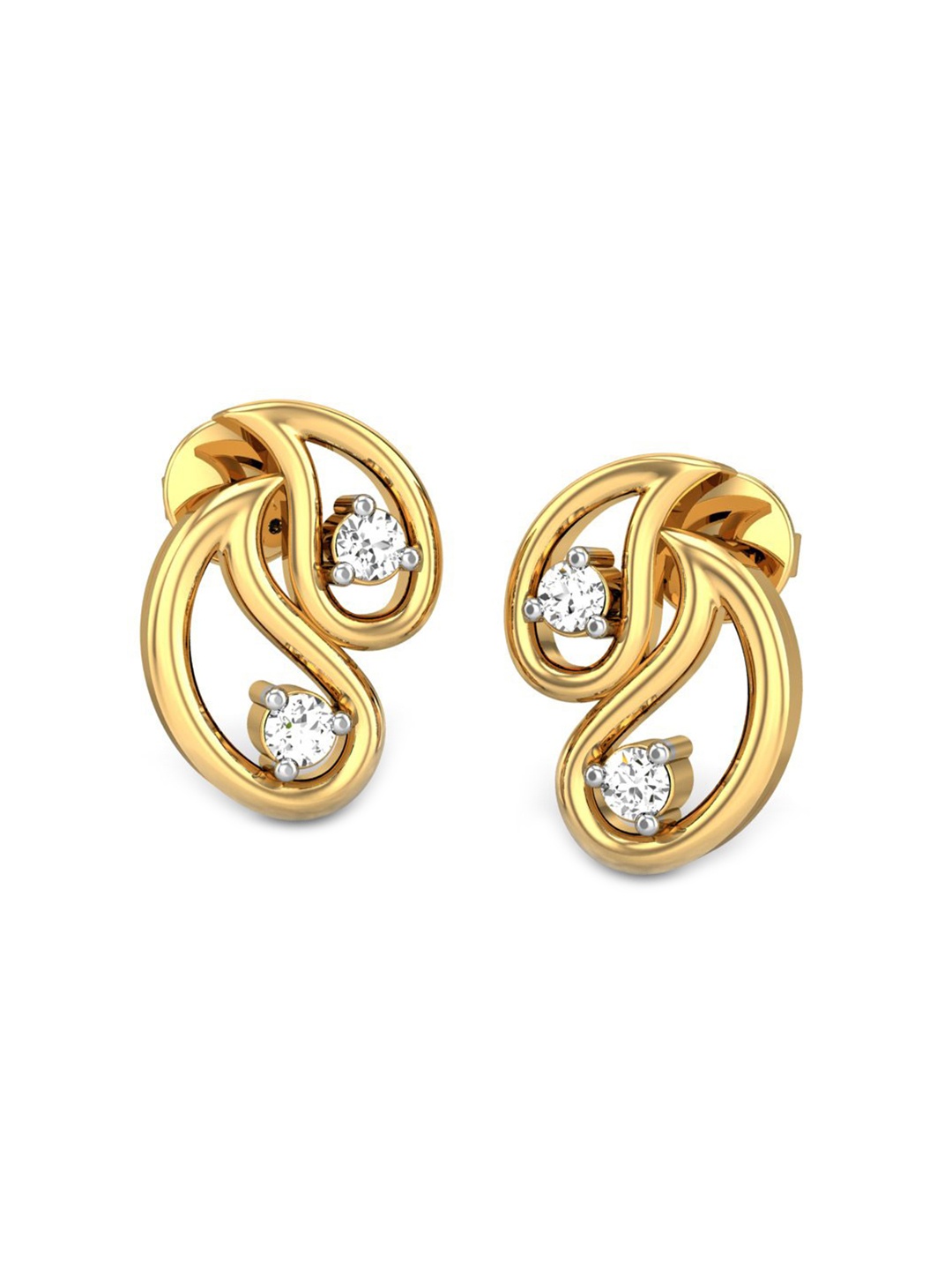 

CANDERE A KALYAN JEWELLERS COMPANY BIS Hallmark 18K Gold CZ Studded Earrings-2.2gm