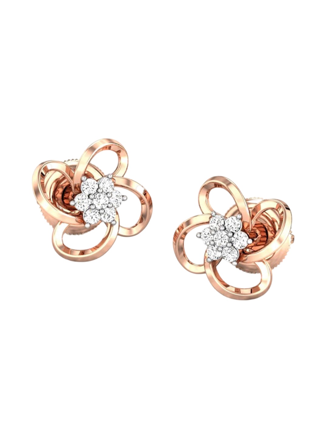 

CANDERE A KALYAN JEWELLERS COMPANY BIS Hallmark 14K Rose Gold CZ Studded Earrings-2.13gm