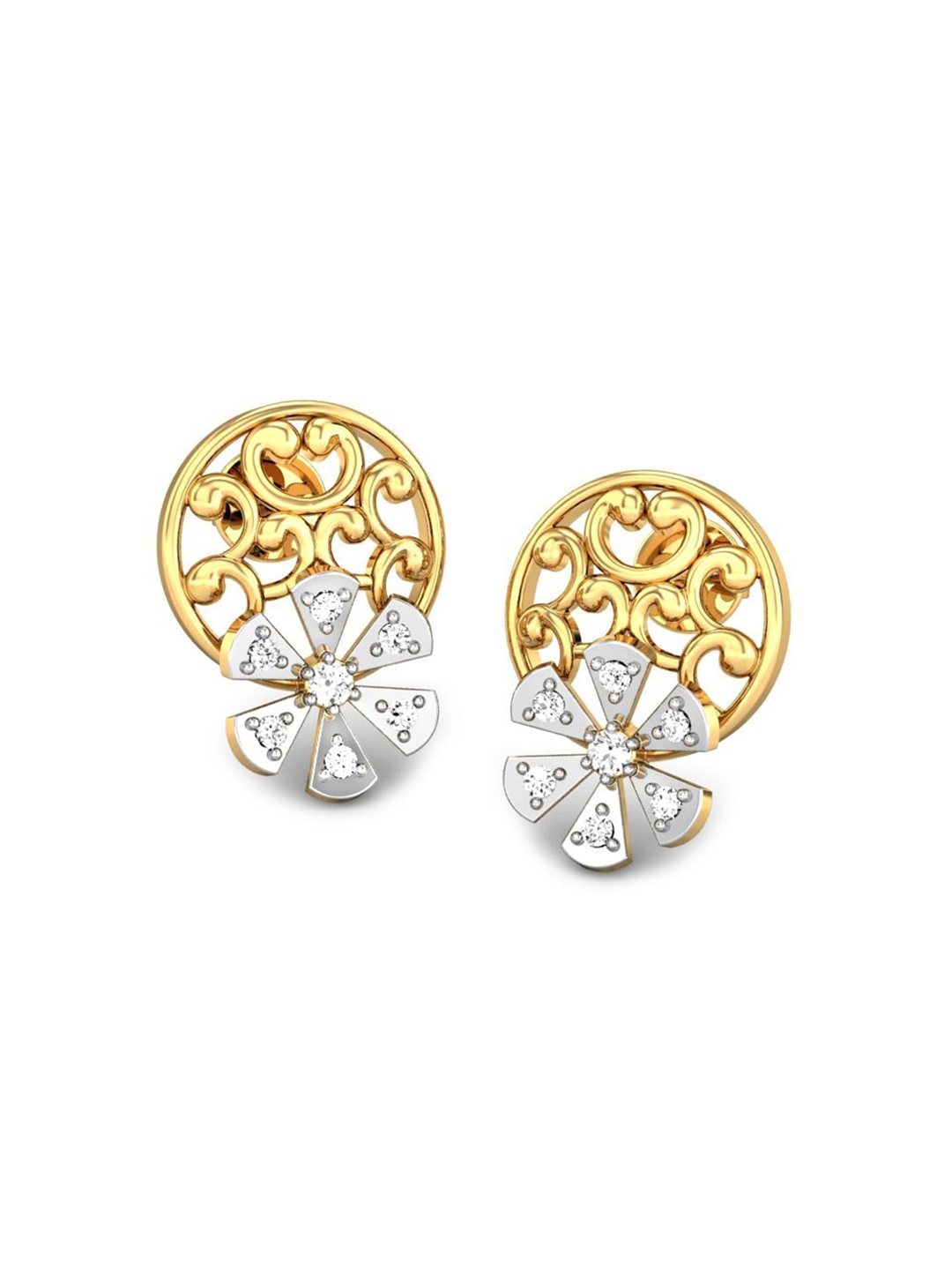 

CANDERE A KALYAN JEWELLERS COMPANY 14KT (585) Gold Cubic Zirconia Studded Earrings-2.68 gm