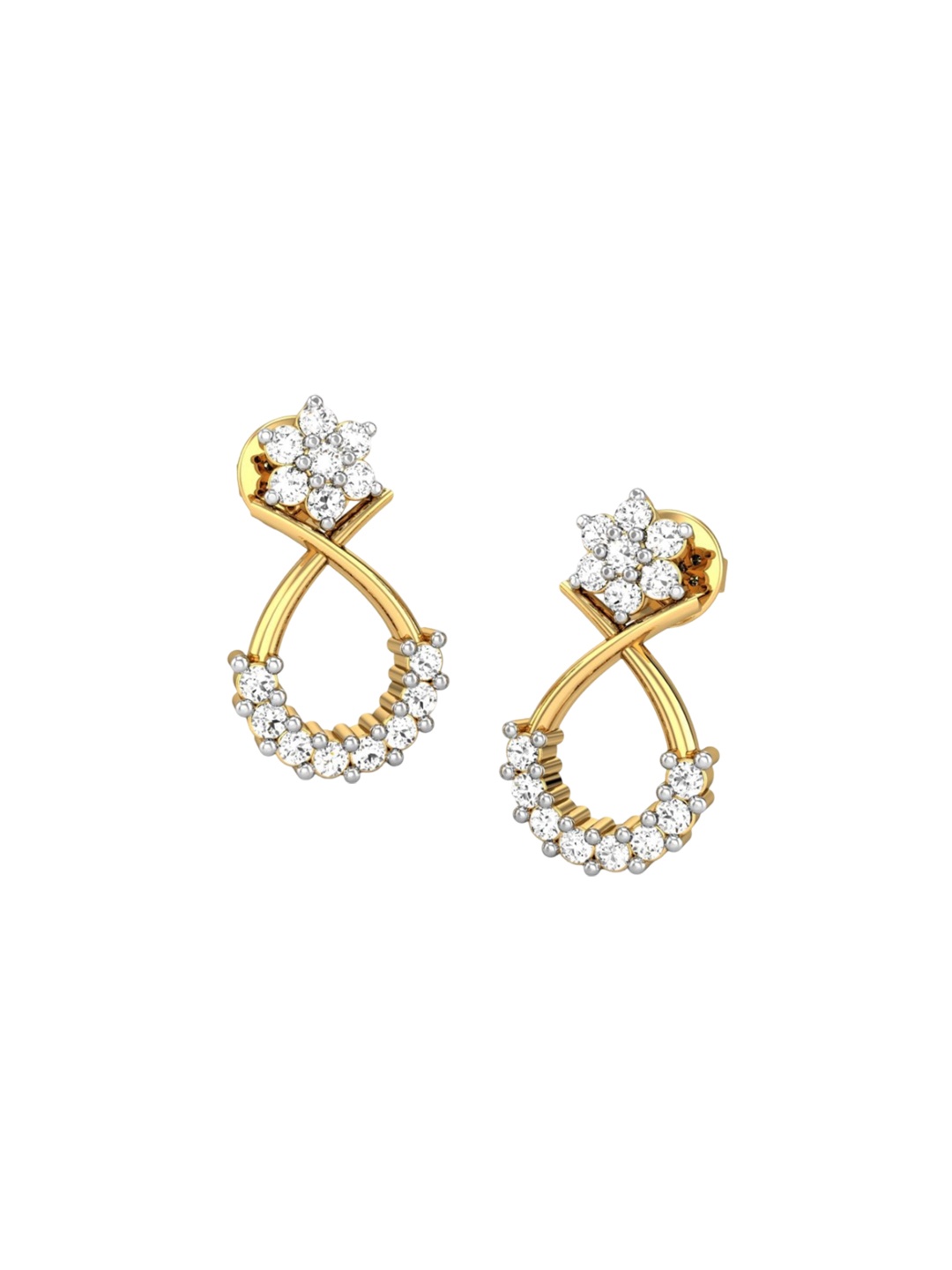 

CANDERE A KALYAN JEWELLERS COMPANY 18KT (750) Gold Cubic Zirconia Studded Earrings-2.7 gm