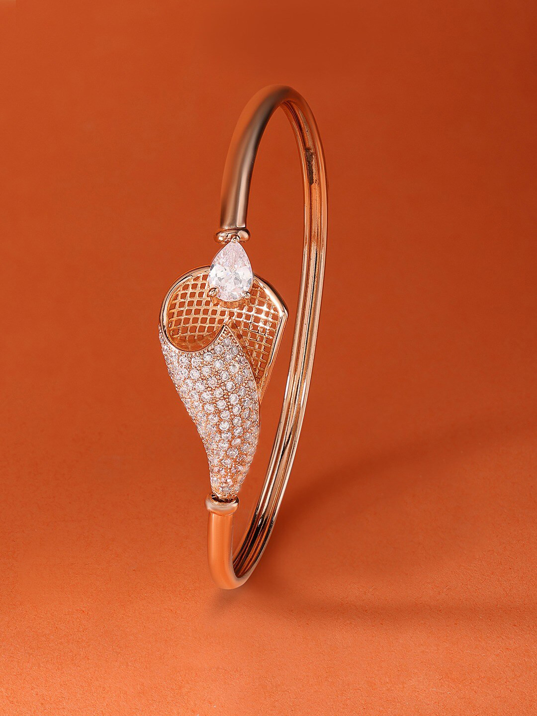 

AMI Cubic Zirconia Rose Gold-Plated Kada Bracelet