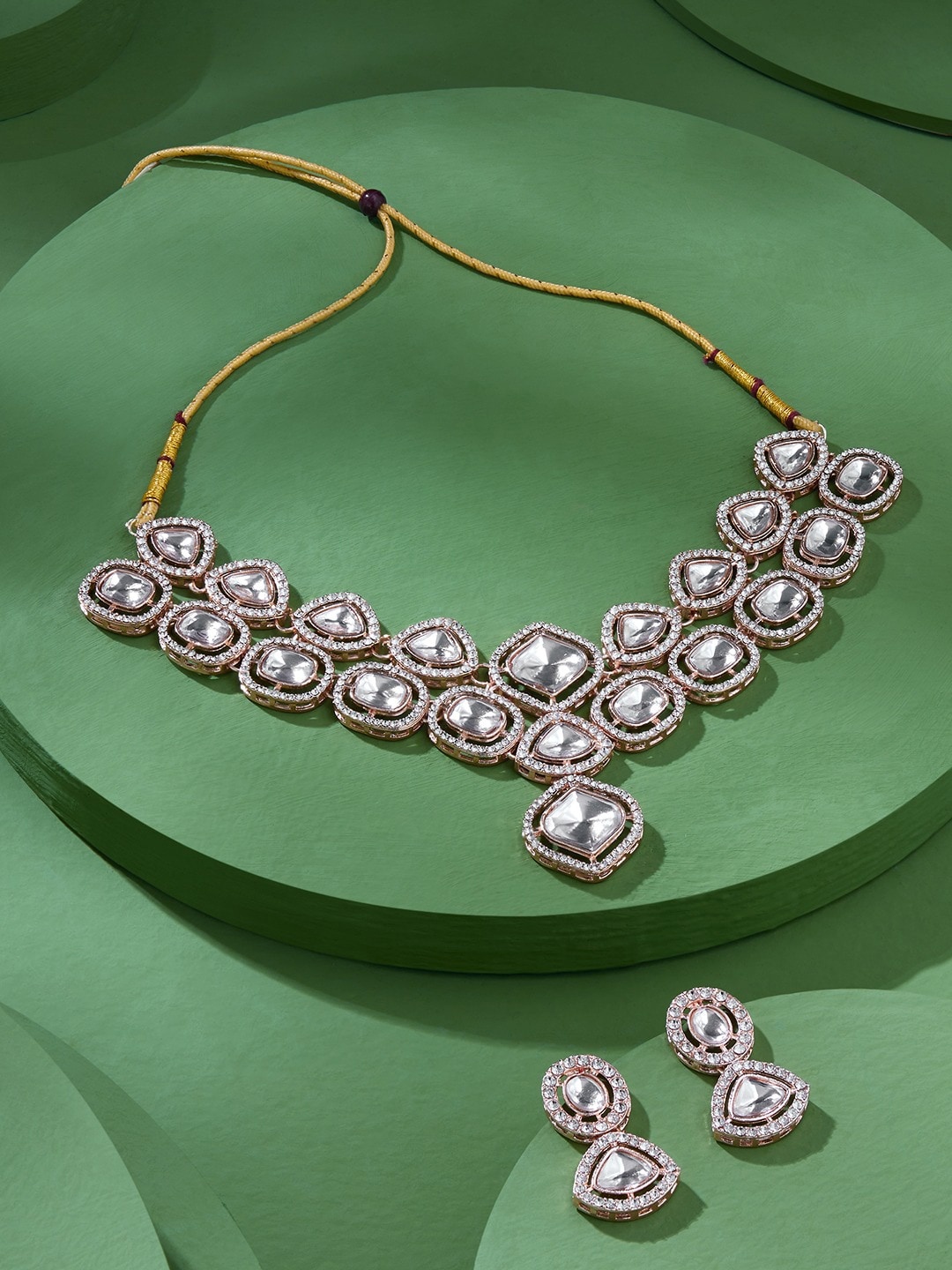 

AMI Rose Gold-Plated Stone-Studded Jewellery Set