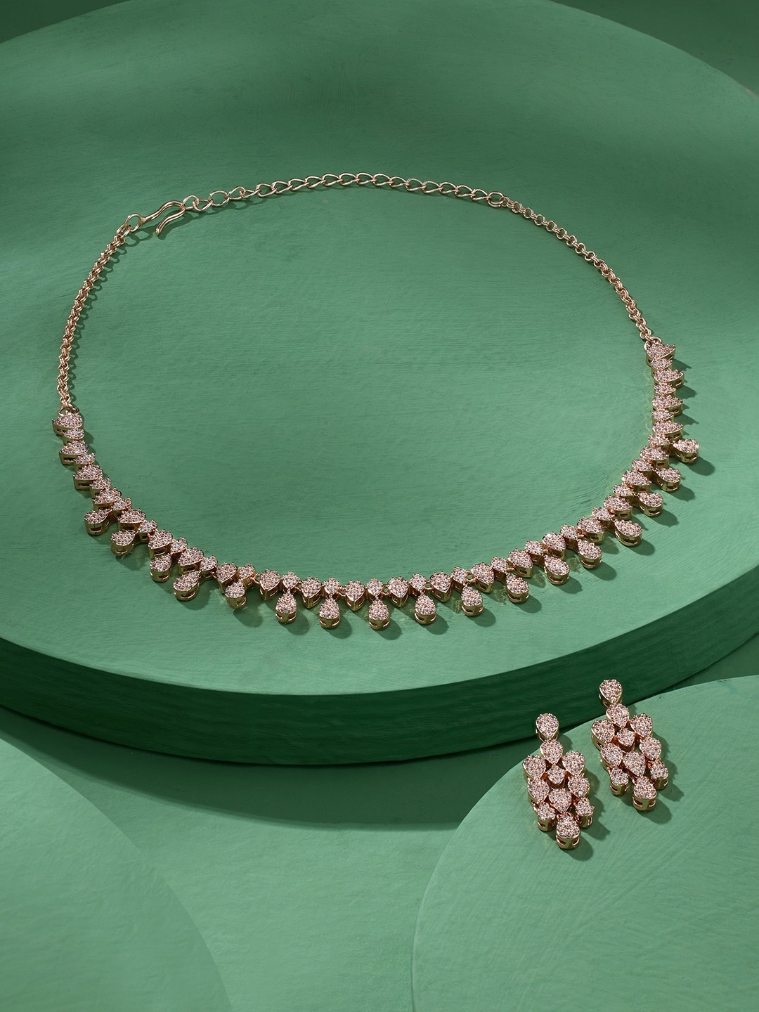 

AMI Cubic Zirconia-Studded Jewellery Set, Rose gold