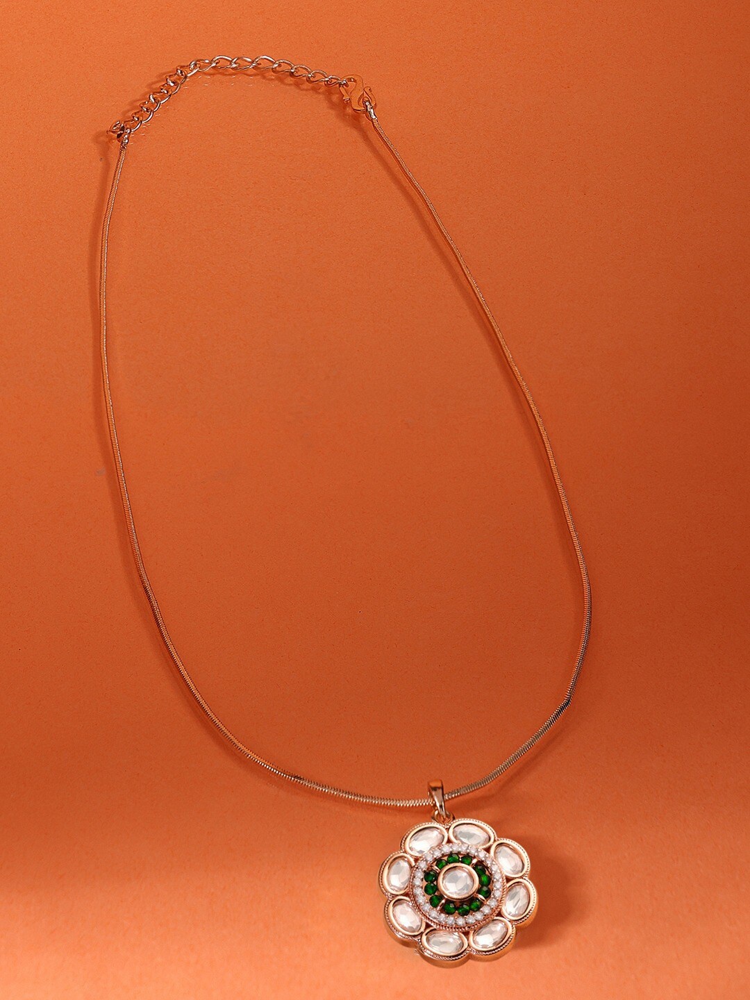 

AMI Rose Gold-Plated & CZ Studded Pendant With Chain