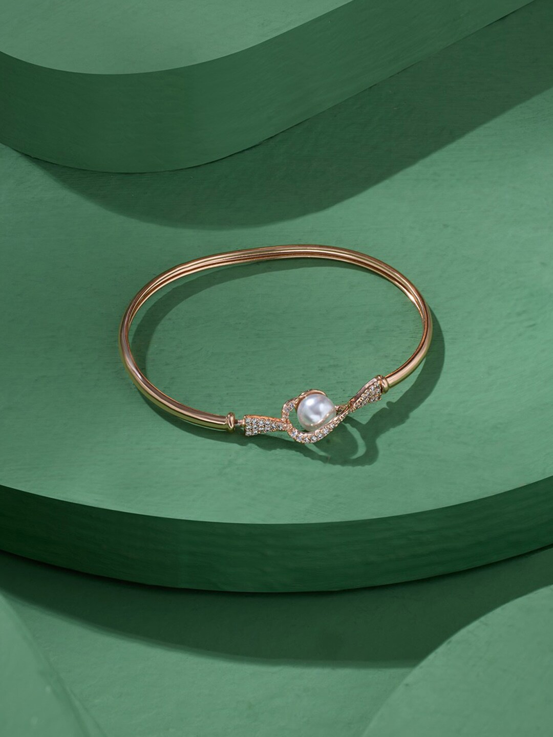 

AMI Rose Gold-Plated Cubic Zirconia Kada Bracelet