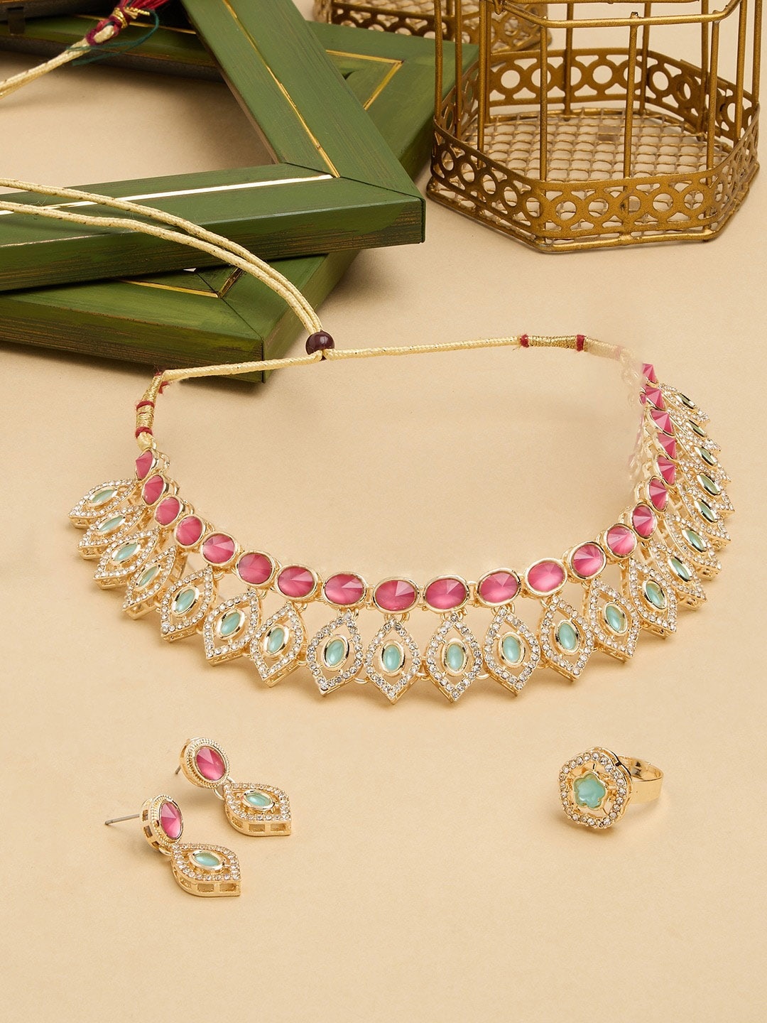 

AMI Gold-Plated Austrian Diamonds Studded Jewellery Set