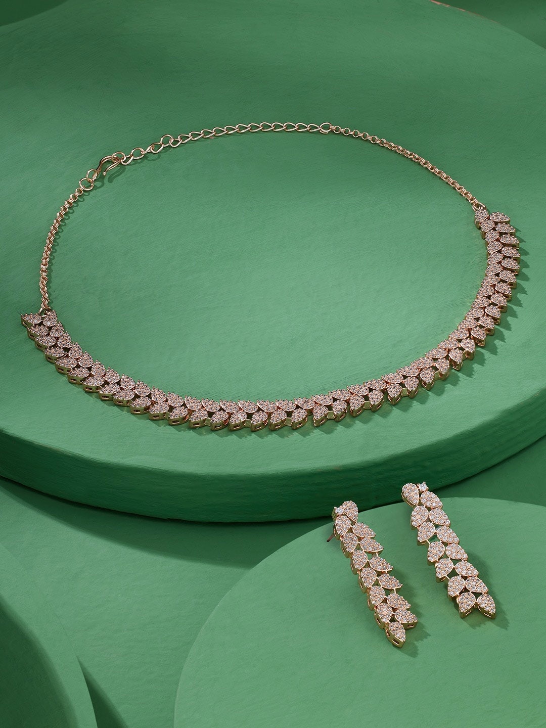 

AMI Rose Gold-Plated Cubic Zirconia-Studded Jewellery Set