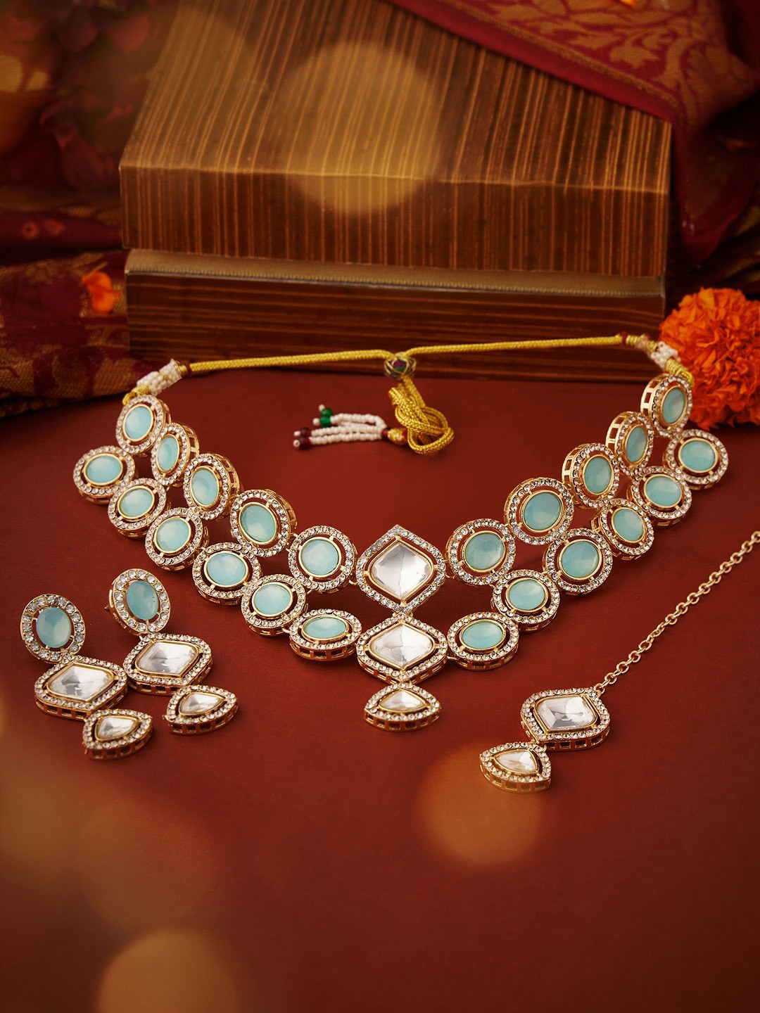 

AMI Gold-Plated Stone-Studded Jewellery Set