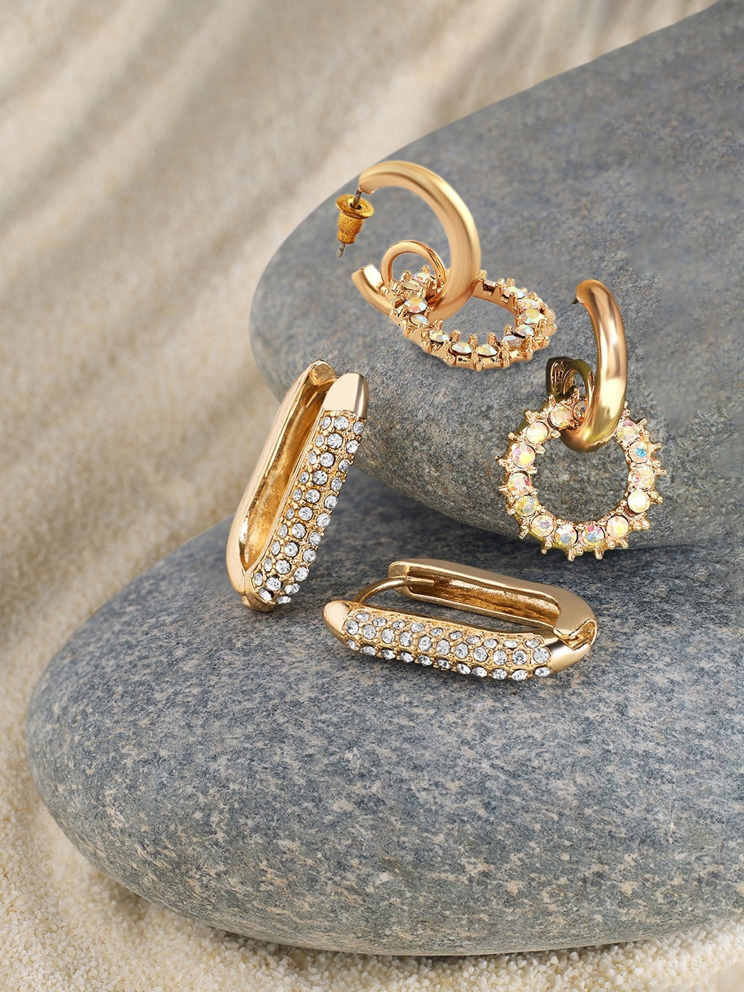 

AMI Set Of 2 Gold-Plated Contemporary Hoop Earrings