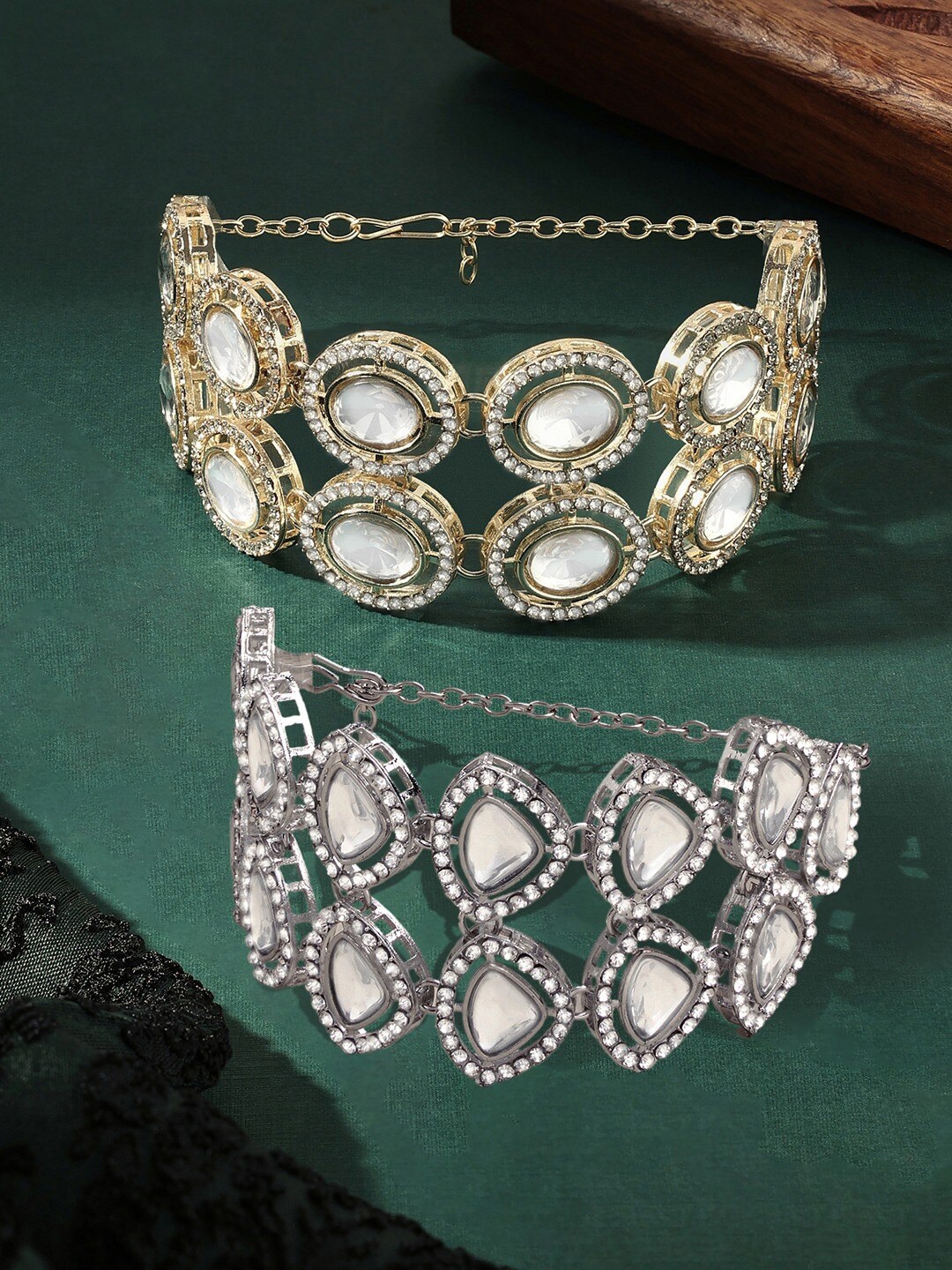 

AMI Set Of 2 Gold-Plated Austrian Diamonds Wraparound Bracelet