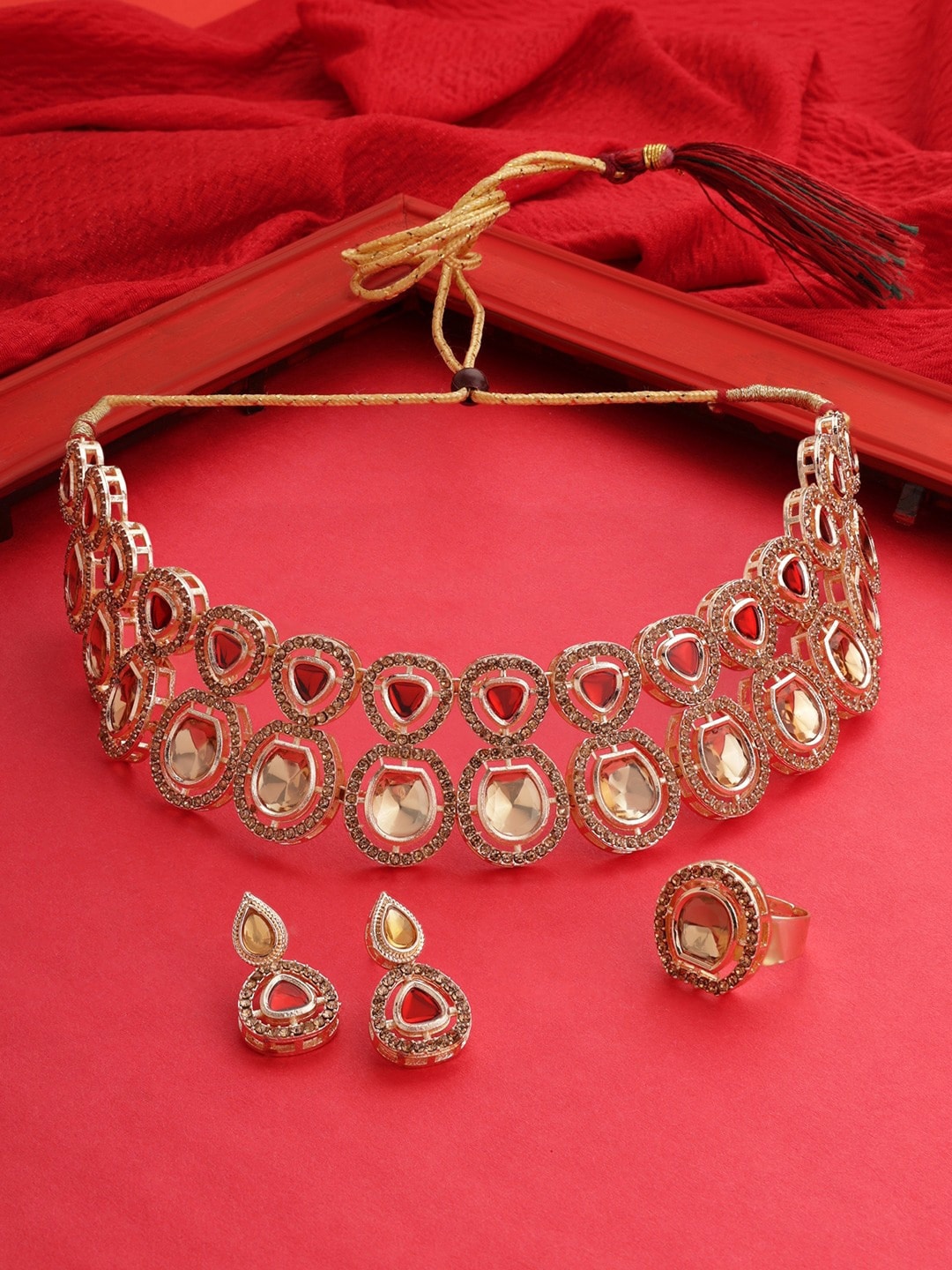 

AMI Gold Plated Austrian Diamonds Studded Jewellery Set