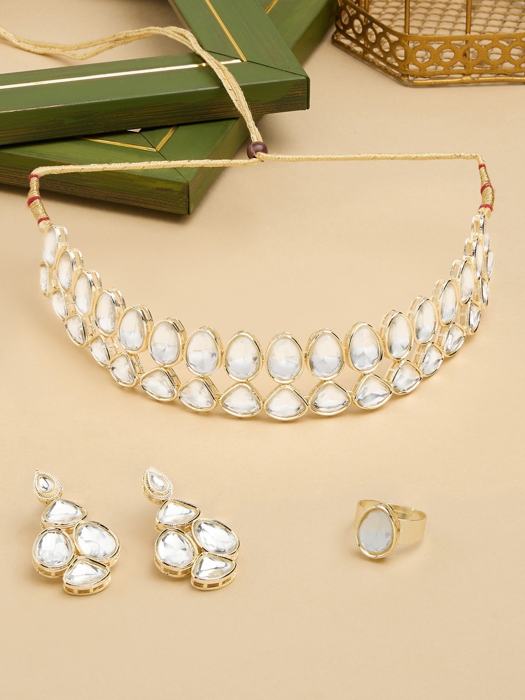 

AMI Gold-Plated Stones-Studded Jewellery Set