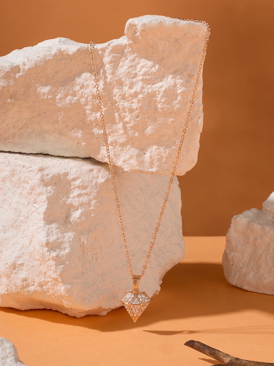 

AMI Rose Gold-Plated & CZ Studded Pendants With Chains