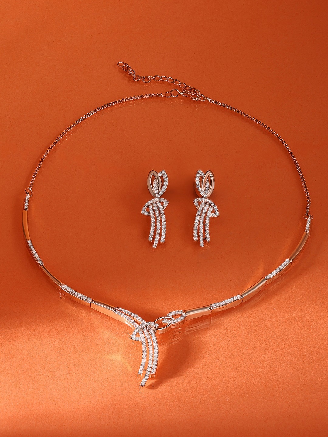

AMI Rose Gold-Plated Cubic Zirconia-Studded Jewellery Set