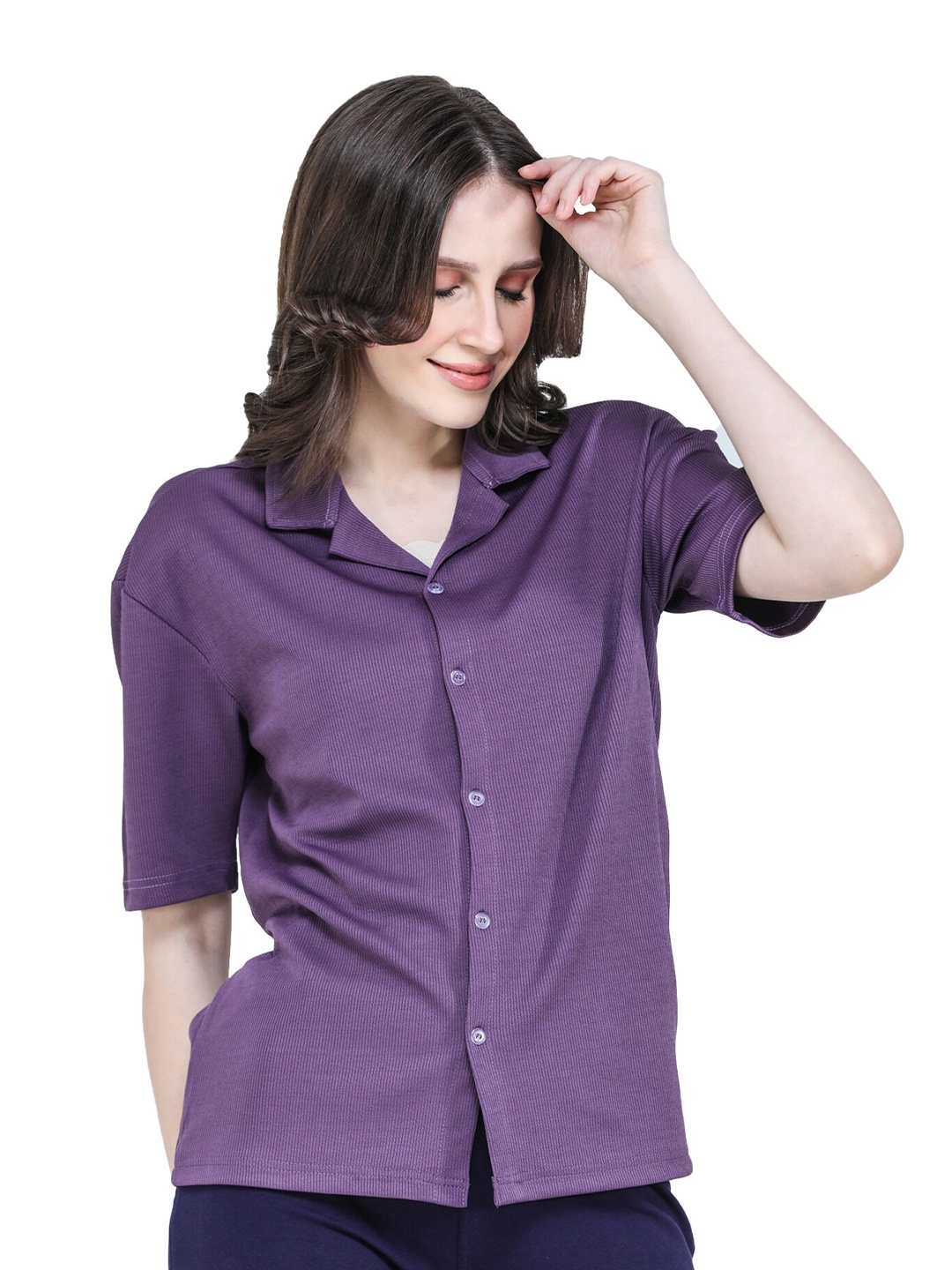 

CLAFOUTIS Relaxed Relaxed Fit Casual Shirt, Purple