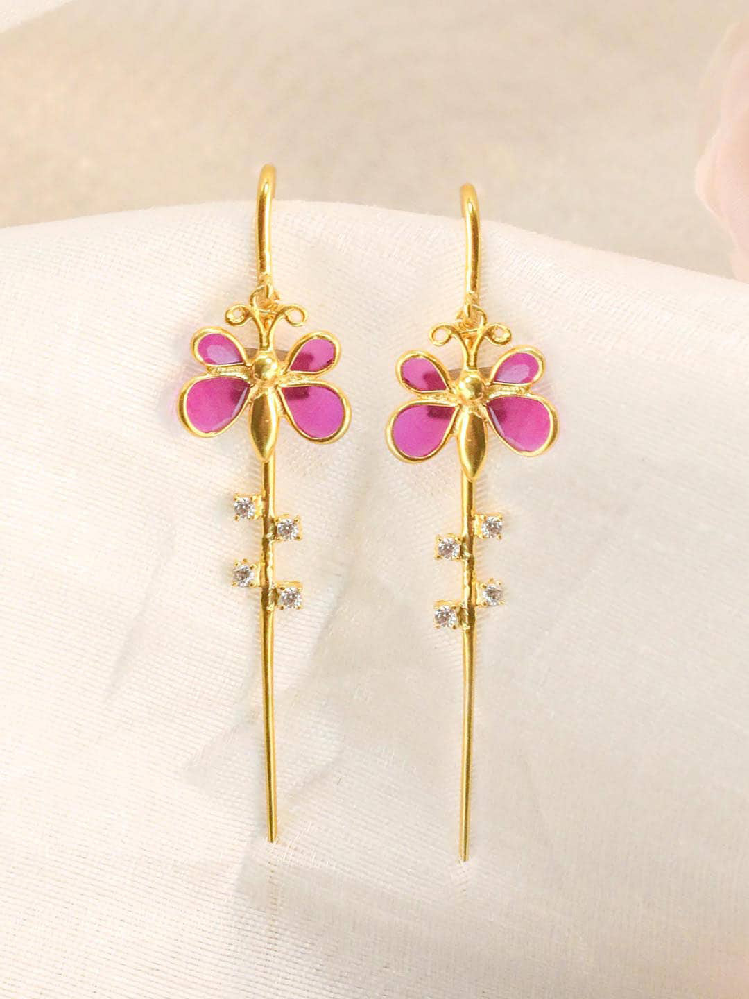 

Unniyarcha 925 Silver Gold-Plated Hanging Butterfly Contemporary Ear Cuffs
