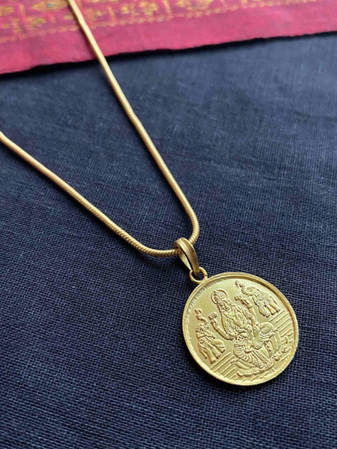 

Unniyarcha Gold-Plated & Coin Shaped Pendants With Chains, Silver