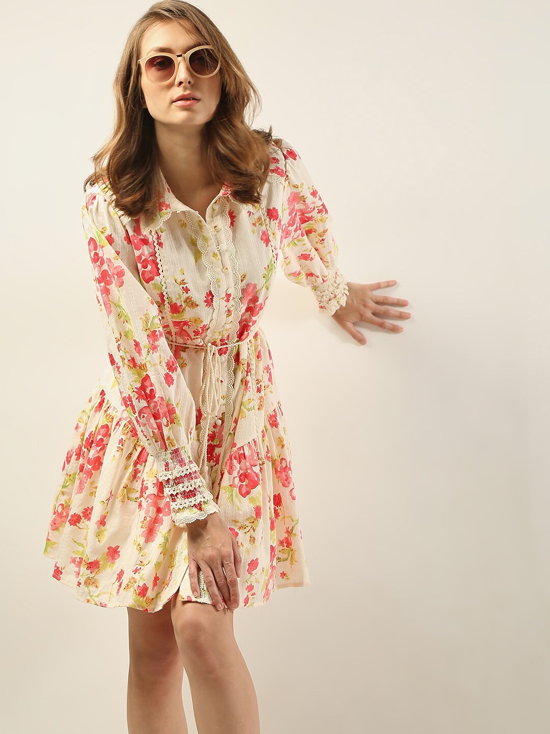 

Vero Moda Floral Print Cotton Fit & Flare Dress, Pink