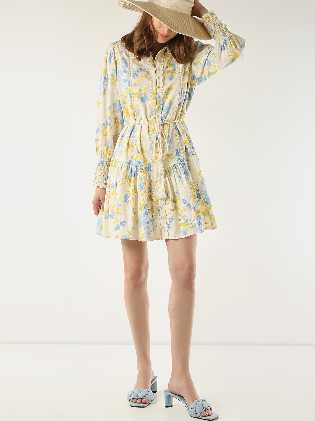 

Vero Moda Floral Print Fit & Flare Dress, Blue