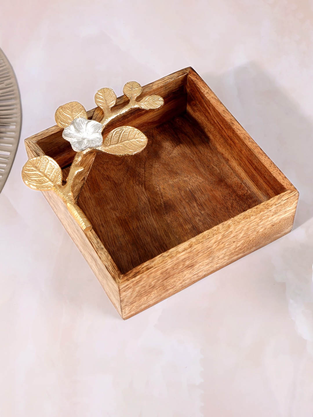 

THE HOME CO. Brown Wooden Tissue Holder
