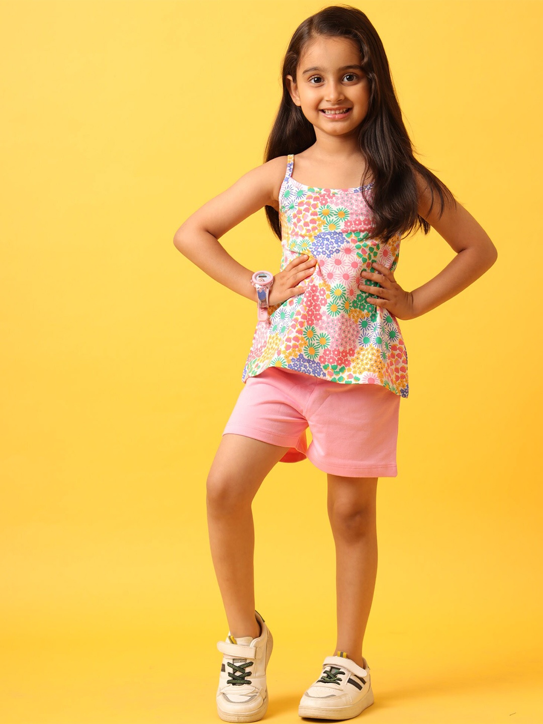 

Anthrilo Girls Shoulder Straps Top & Shorts Clothing Set, Pink