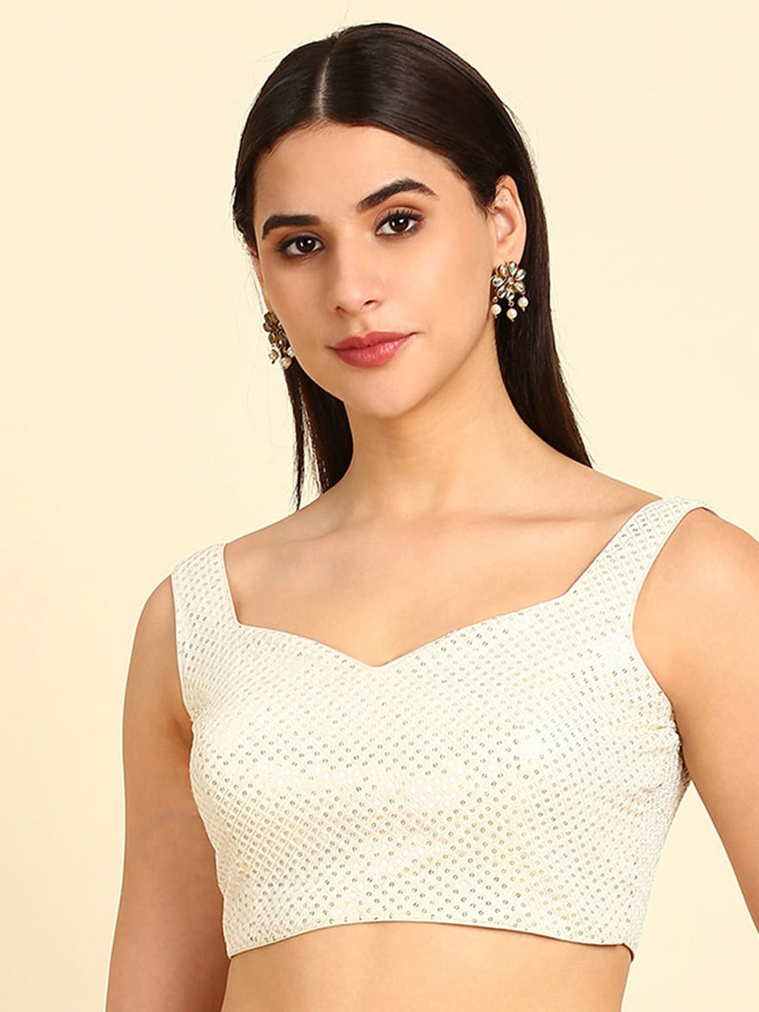 Soch Embellished Padded Blouse, Cream