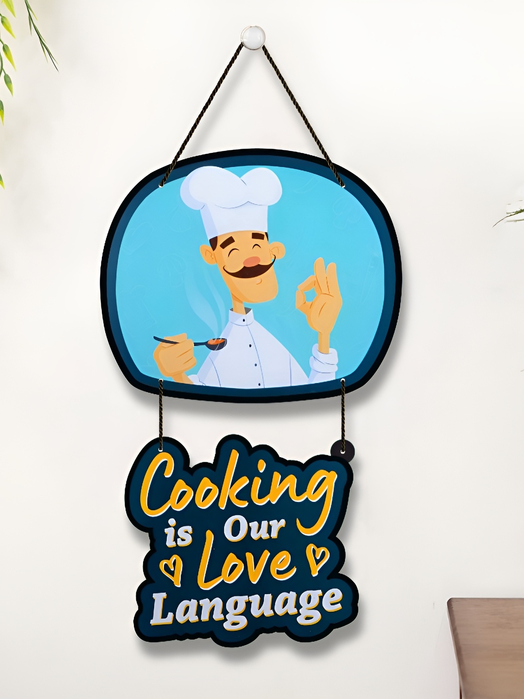 

Home Delight Blue & Yellow Printed Wooden Wall Hanging