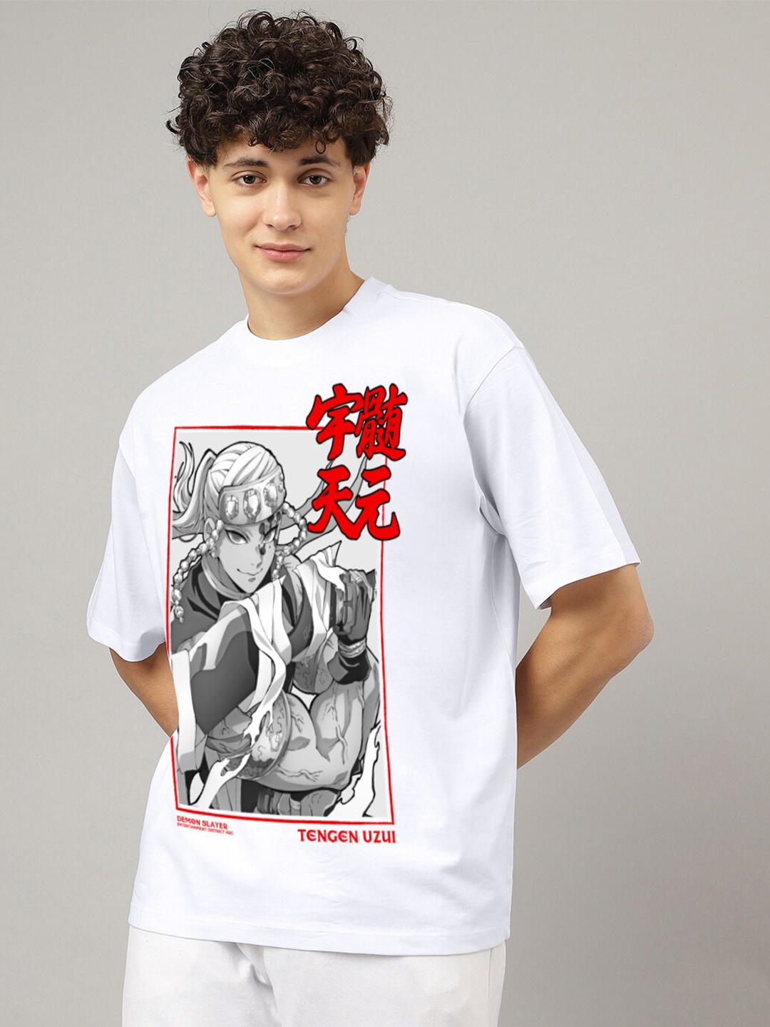 

Free Authority Demon Slayer Anime Printed Pure Cotton Loose-Fit Tshirt, White