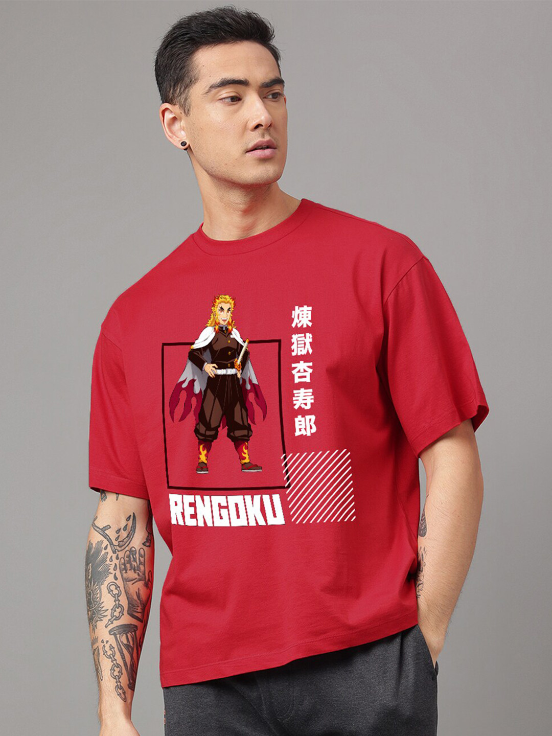 

Free Authority Demon Slayer Printed Pure Cotton Loose-Fit Tshirt, Red