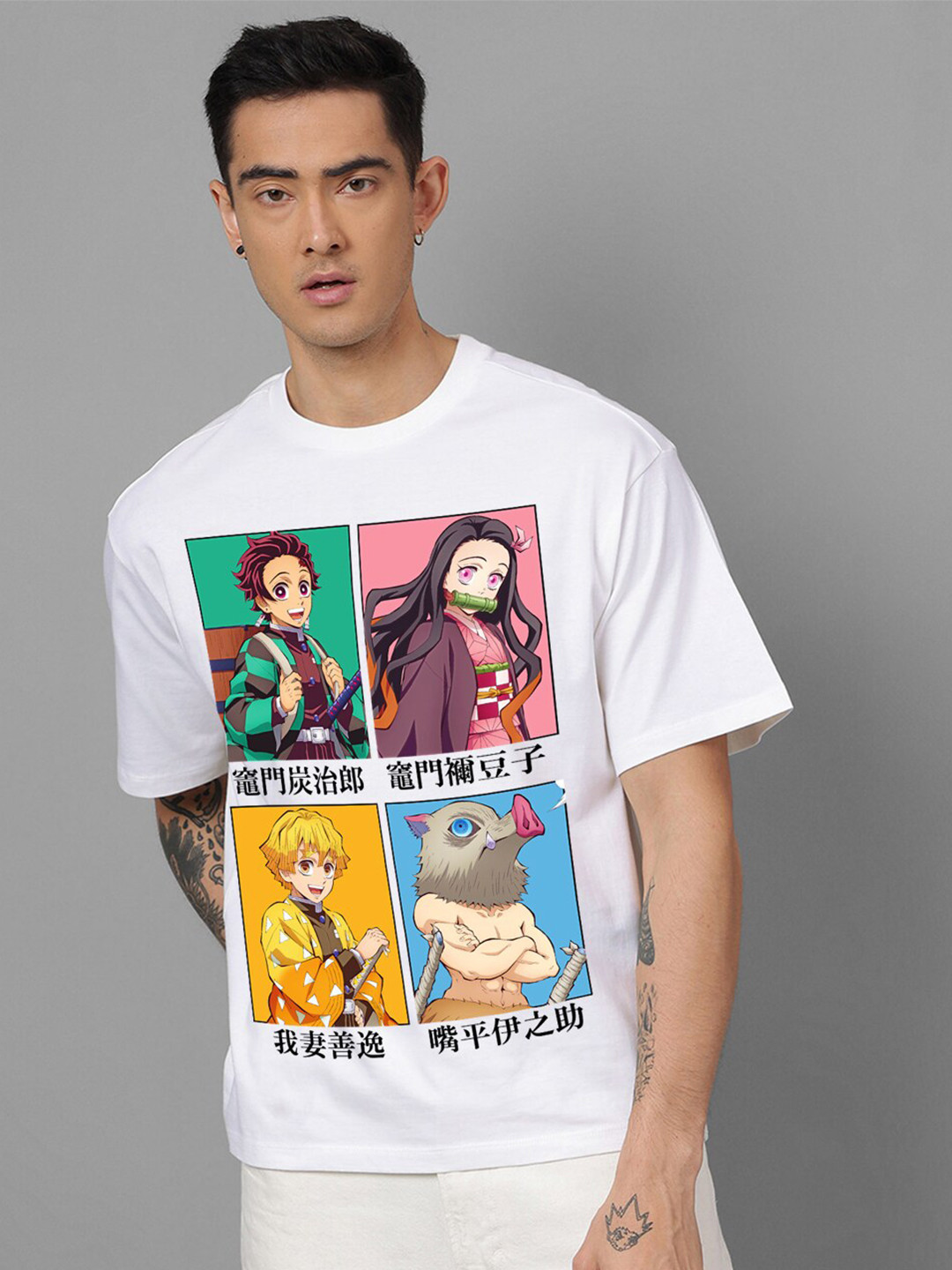 

Free Authority Demon Slayer Printed Pure Cotton Loose-Fit Tshirt, White