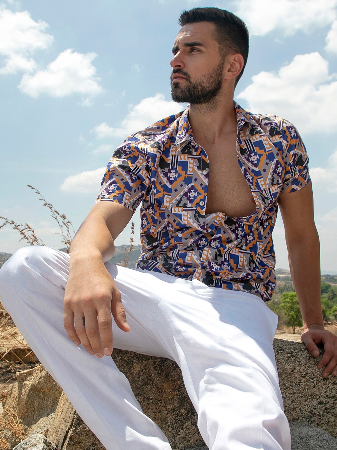 

Campus Sutra Classic Ethnic Motifs Printed Casual Shirt, Brown