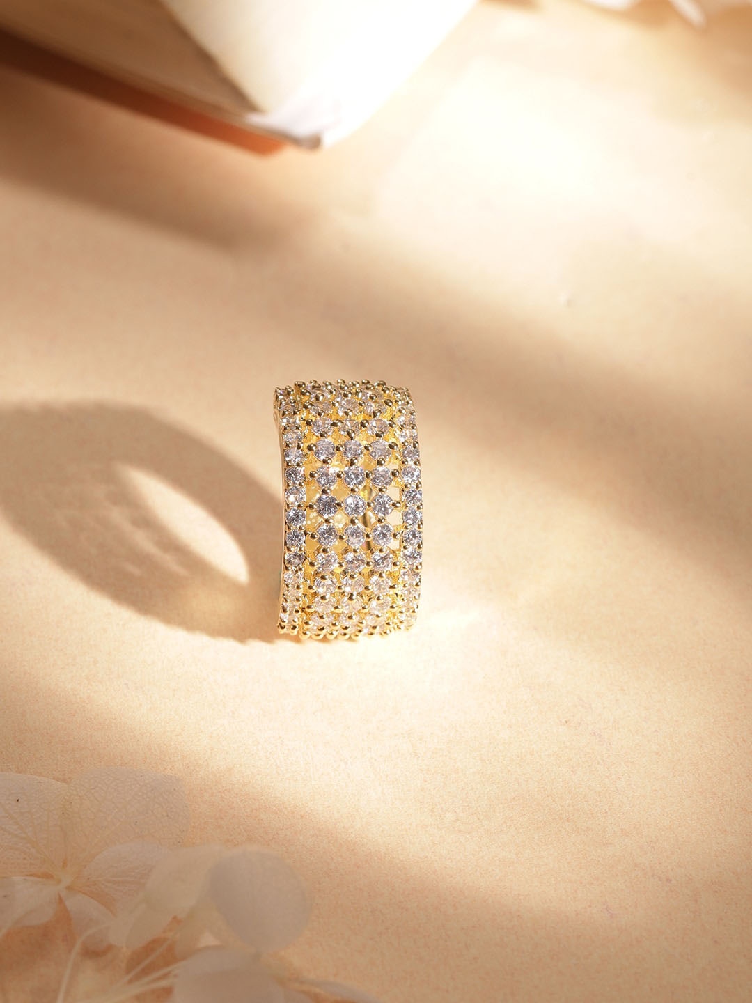 

Rubans Stylish 22K Gold Plated Premium Quality Cubic Zirconia Studded Finger Ring