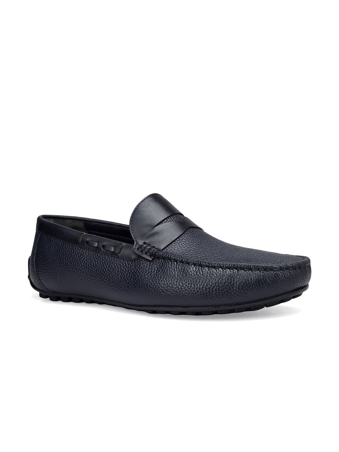 

ROSSO BRUNELLO Men Textured Leather Formal Loafers, Navy blue