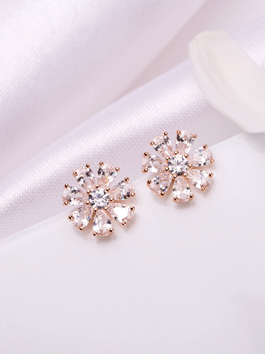 

Zavya Rose Gold Plated 925 Pure Sterling Silver Circular Cubic Zirconia Studs