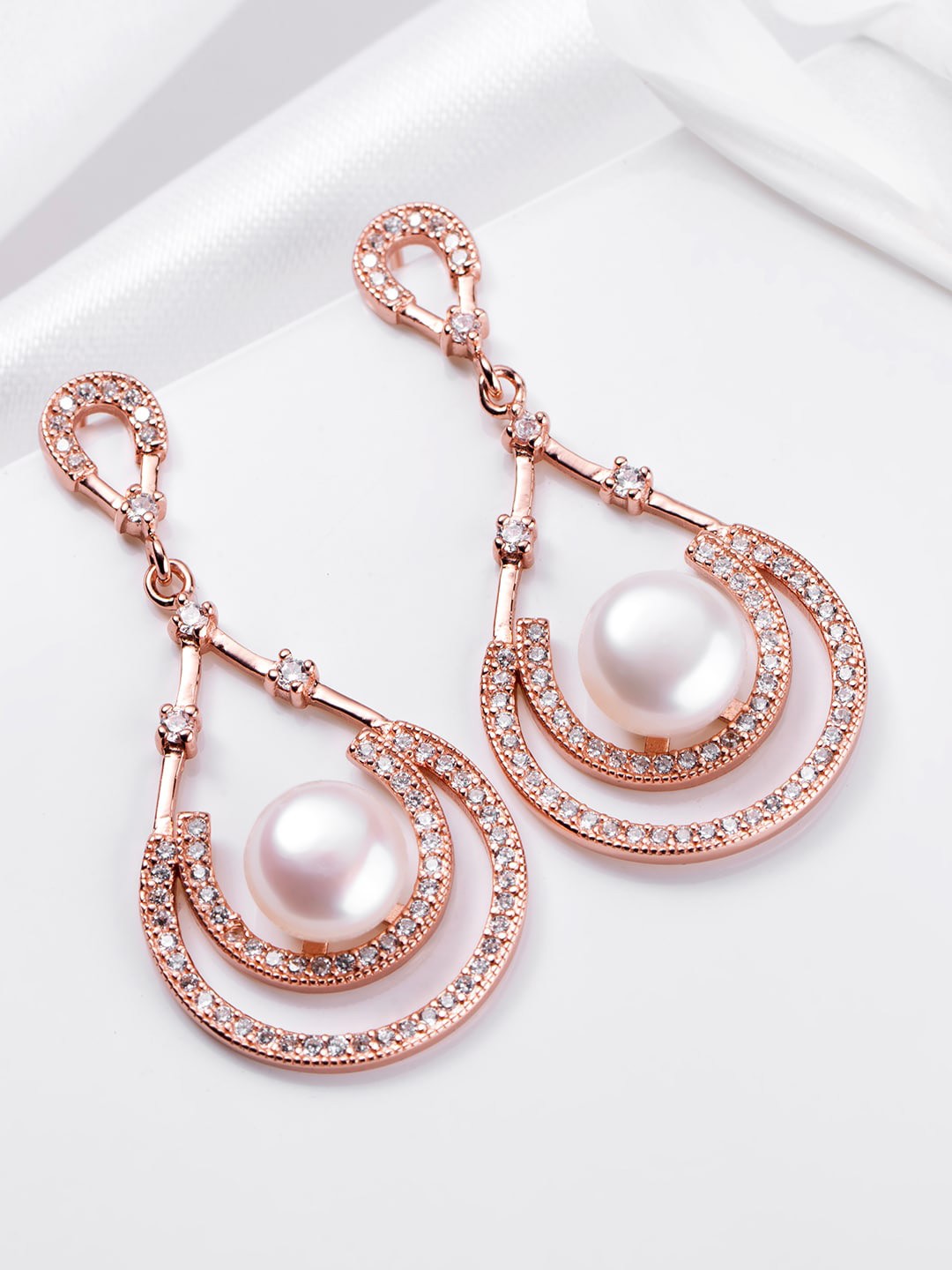 

Zavya Rose Gold Plated 925 Pure Sterling Silver Contemporary Drop Earrings