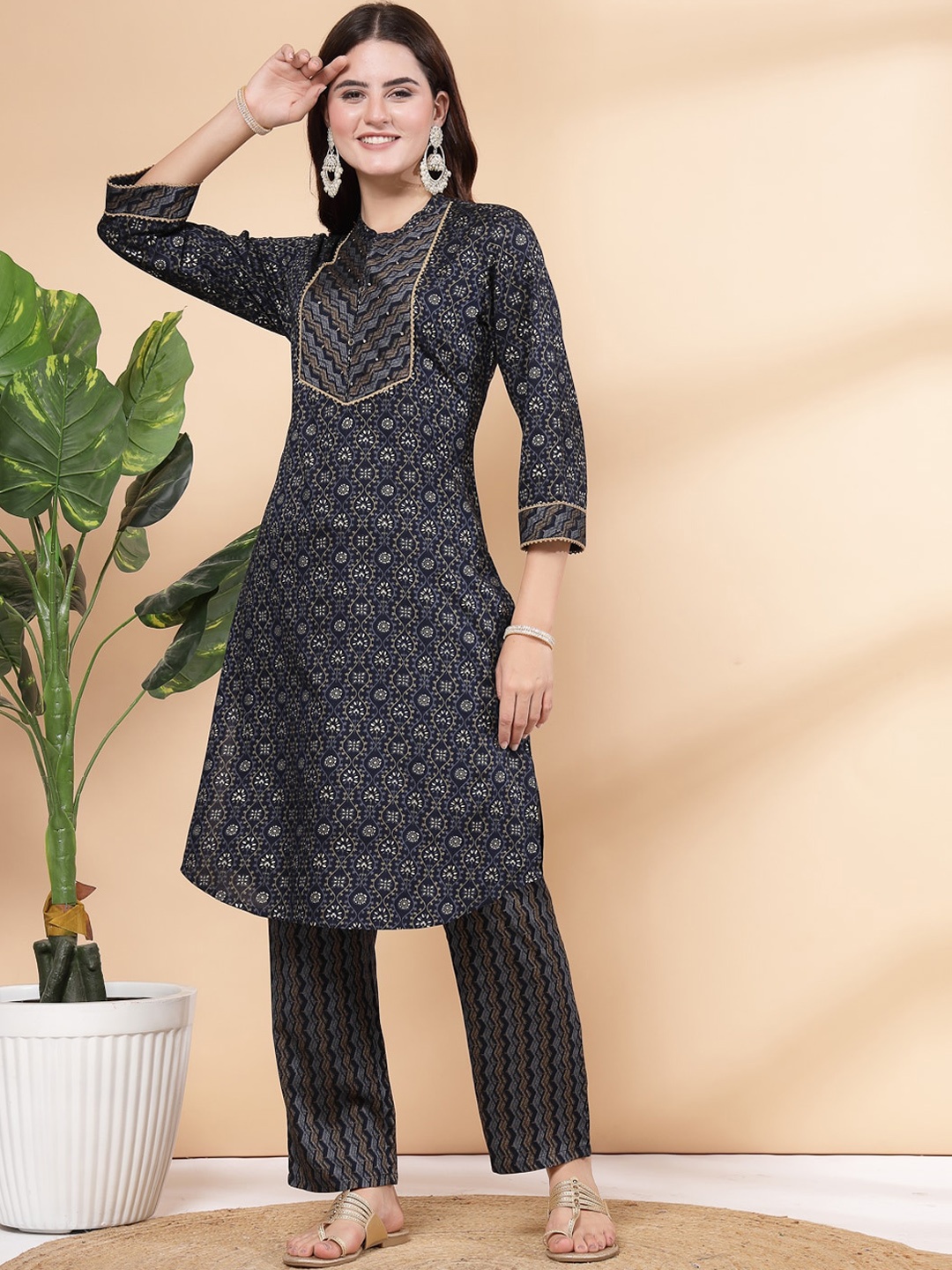 

Nayam By Lakshita Floral Printed Regular Co Ords, Teal