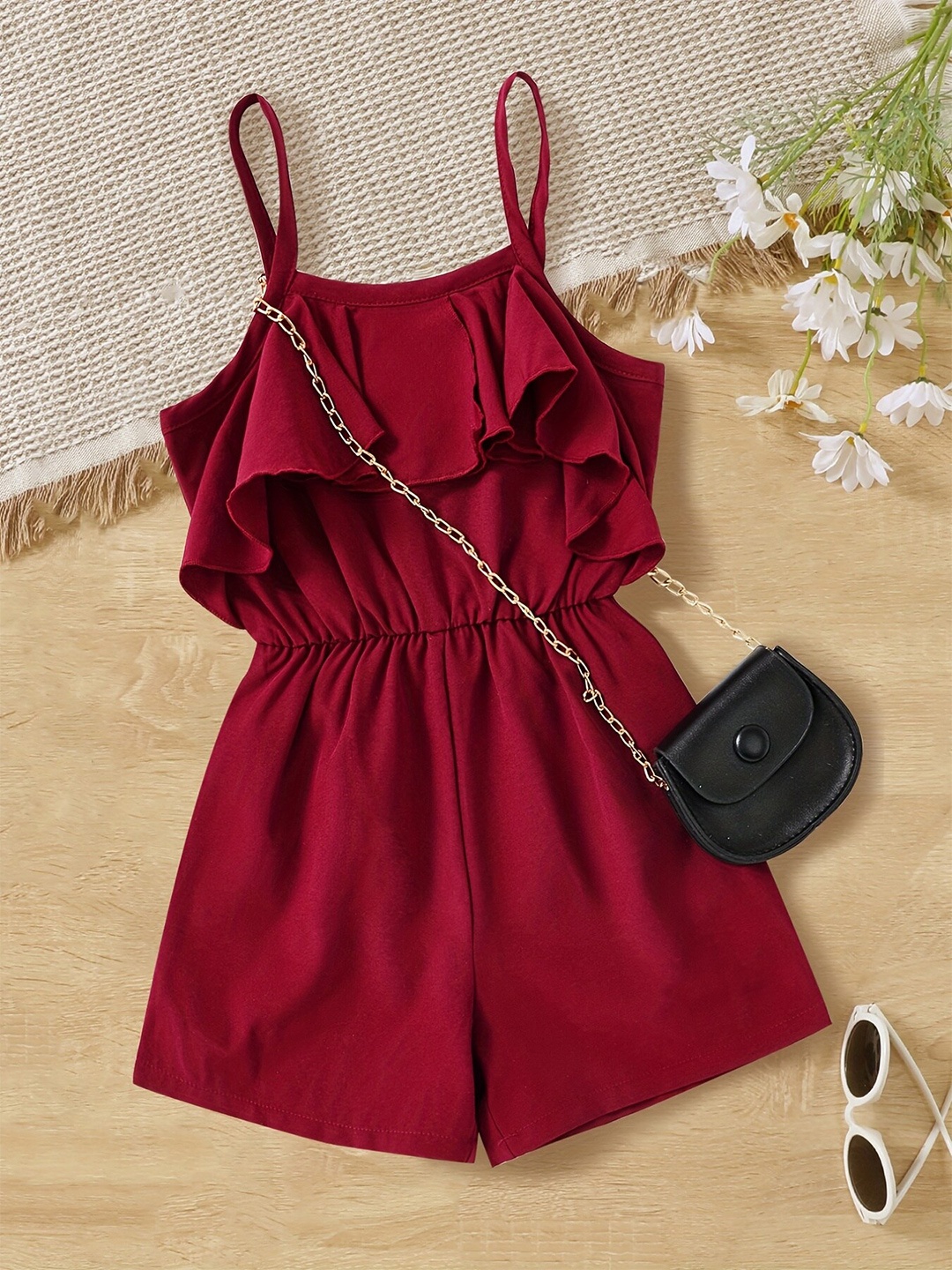 

LYTIX Sleeveless Ruffled Cotton Fit & Flare Dress, Maroon