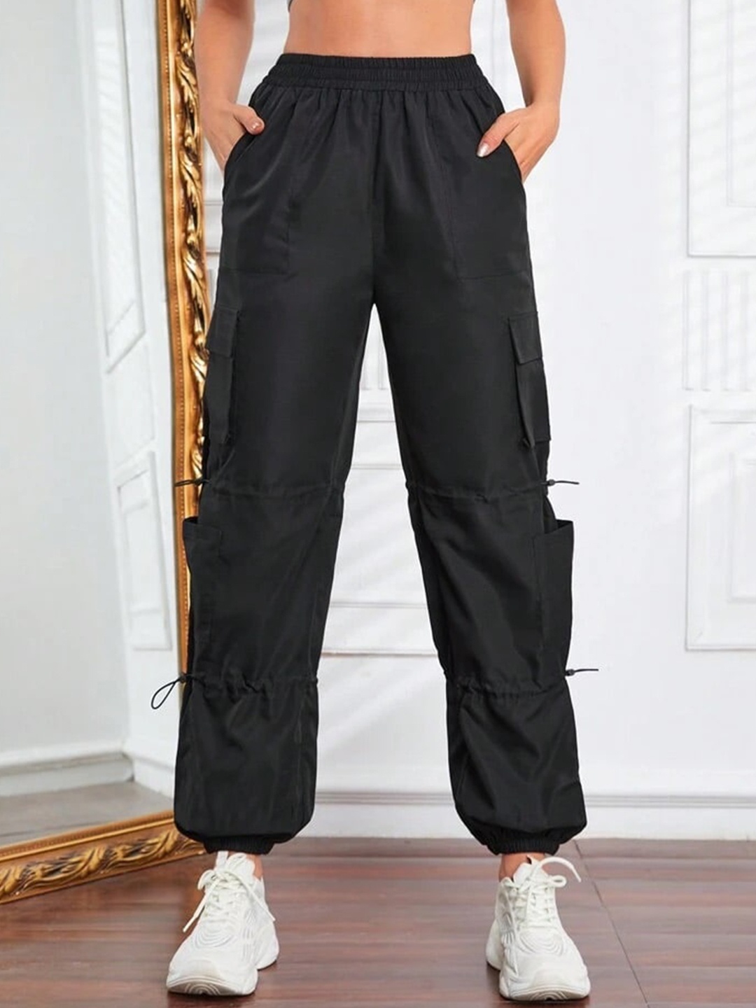 

TABADTOD Women Relaxed Loose Fit Cargo Trouser, Black
