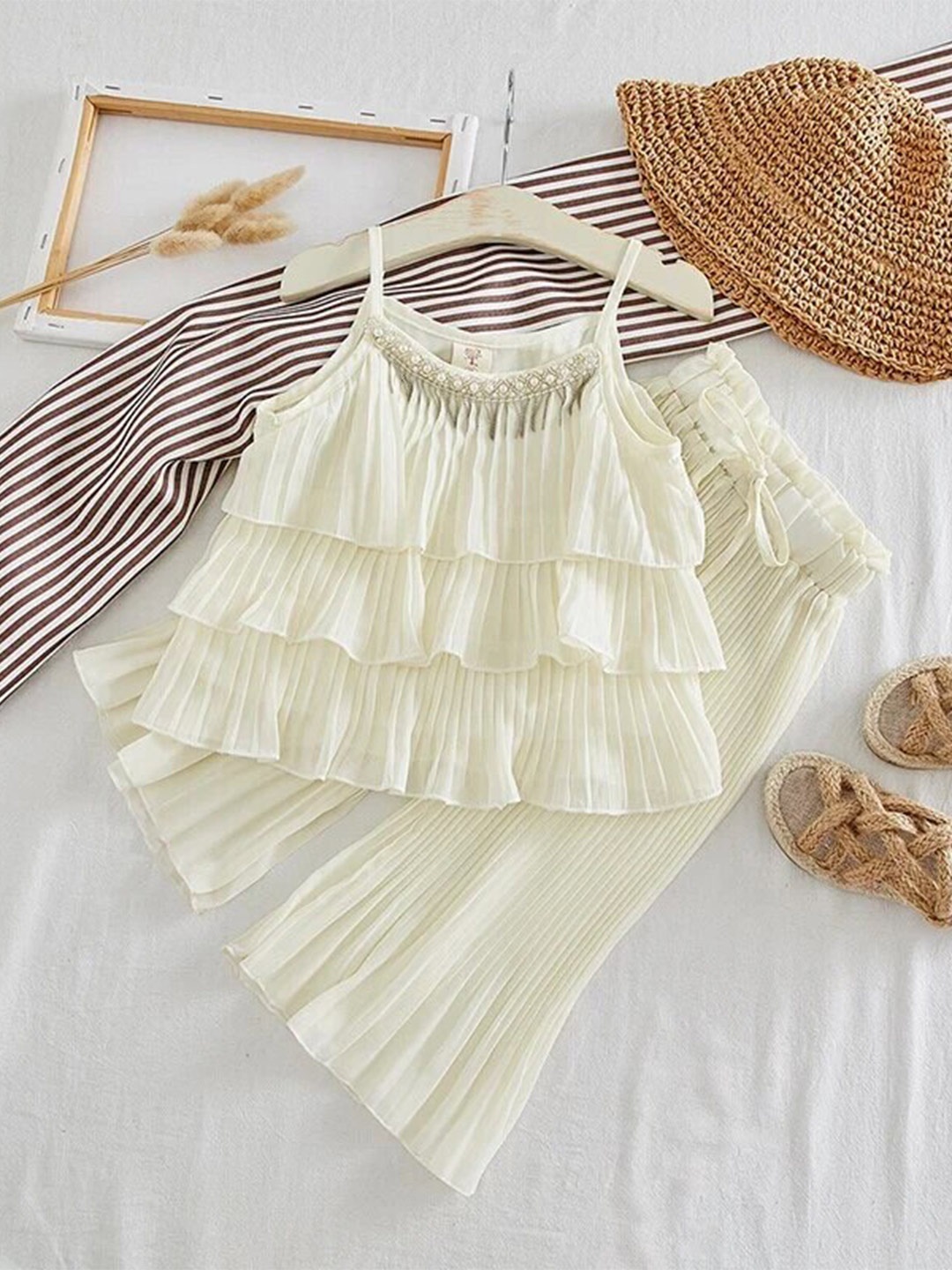 

TrendyKid Girls Top with Palazzo, White