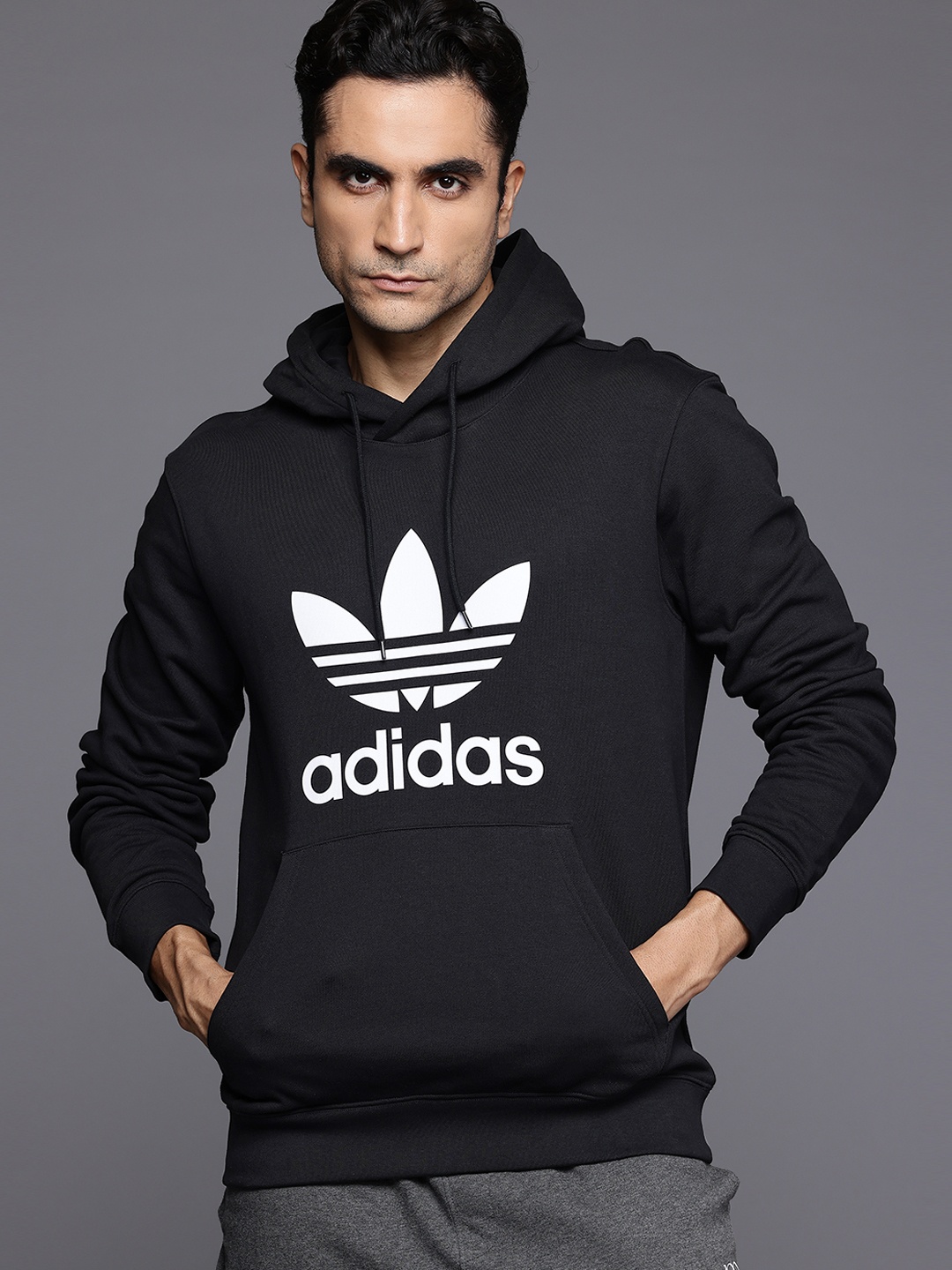 

ADIDAS Originals Logo Printed Hooded Sweatshirt, Black