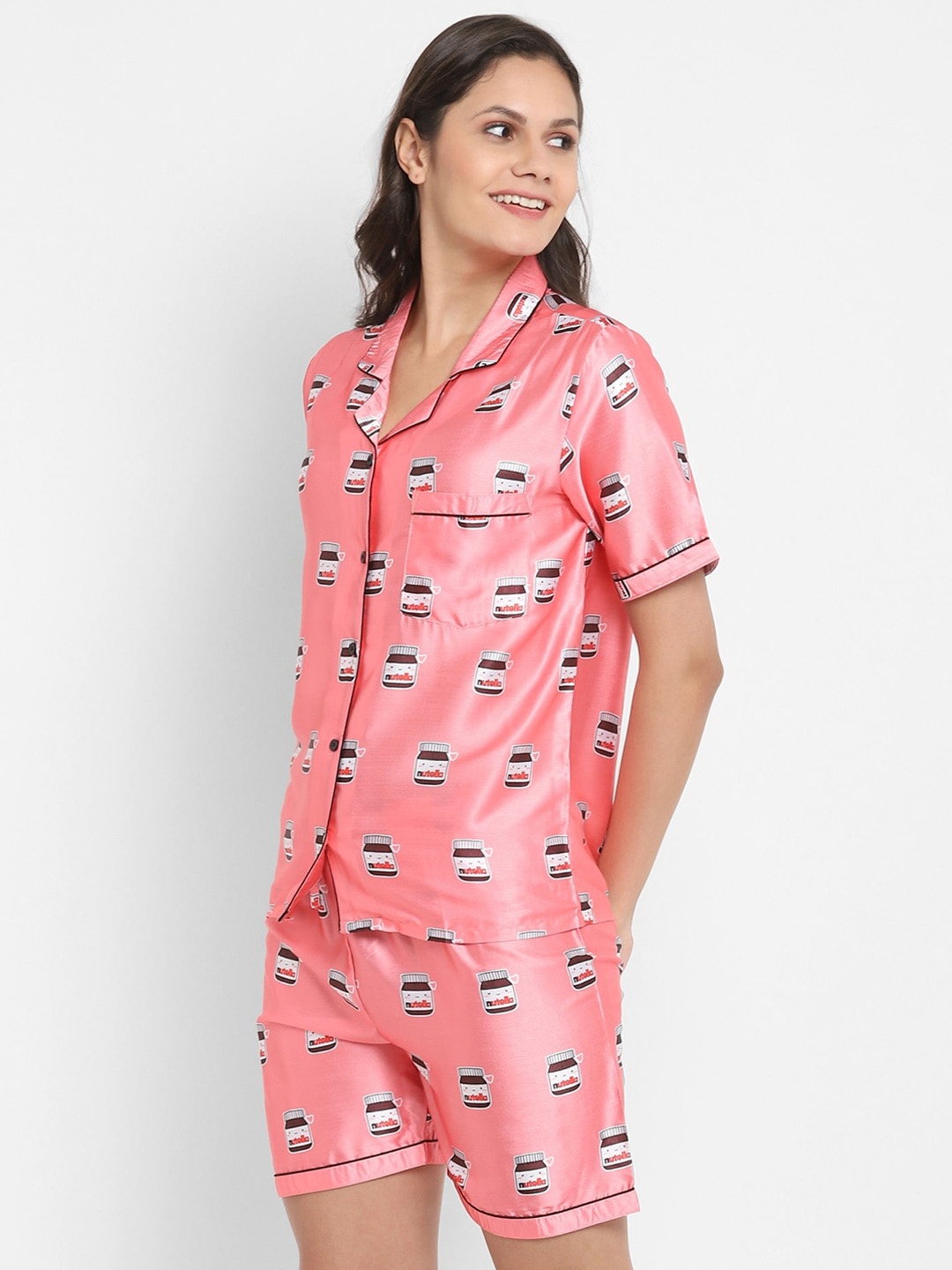 

shopbloom Printed Pure Cotton Night suit, Pink