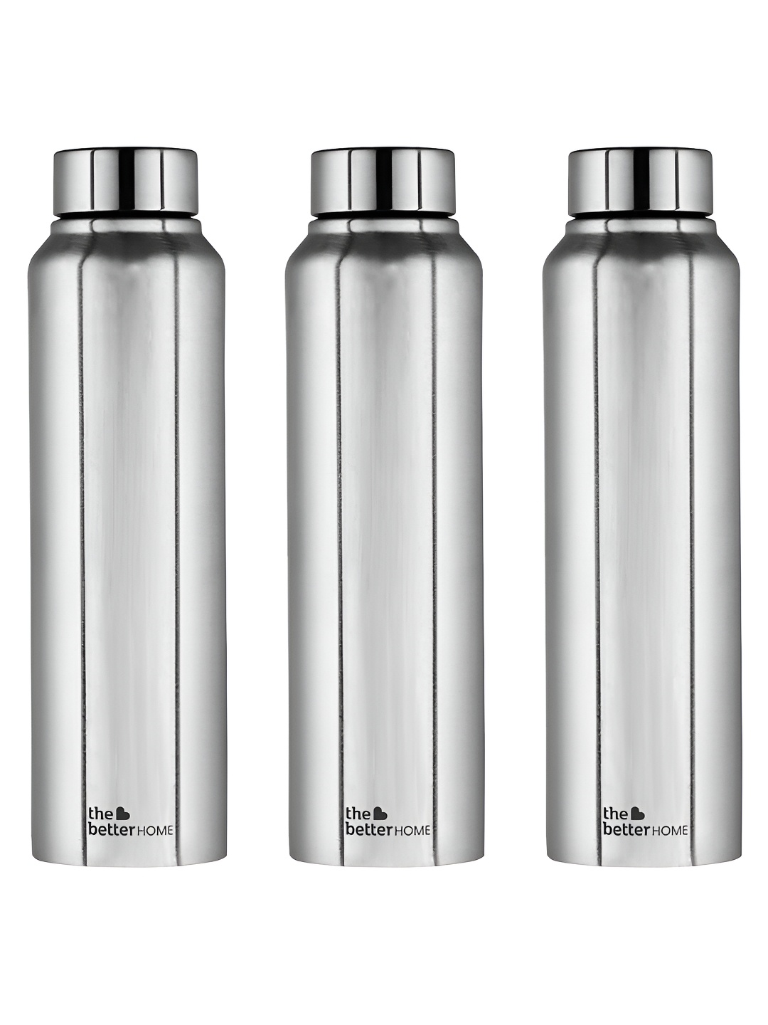 

The Better Home Silver Toned 3 Pieces Stainless Steel Water Bottles 1 L Each