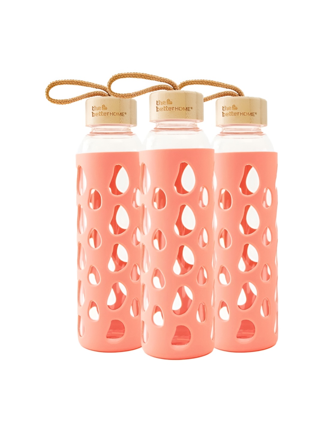 

The Better Home Pink 3 Pcs Glass Water Bottle 550 ml