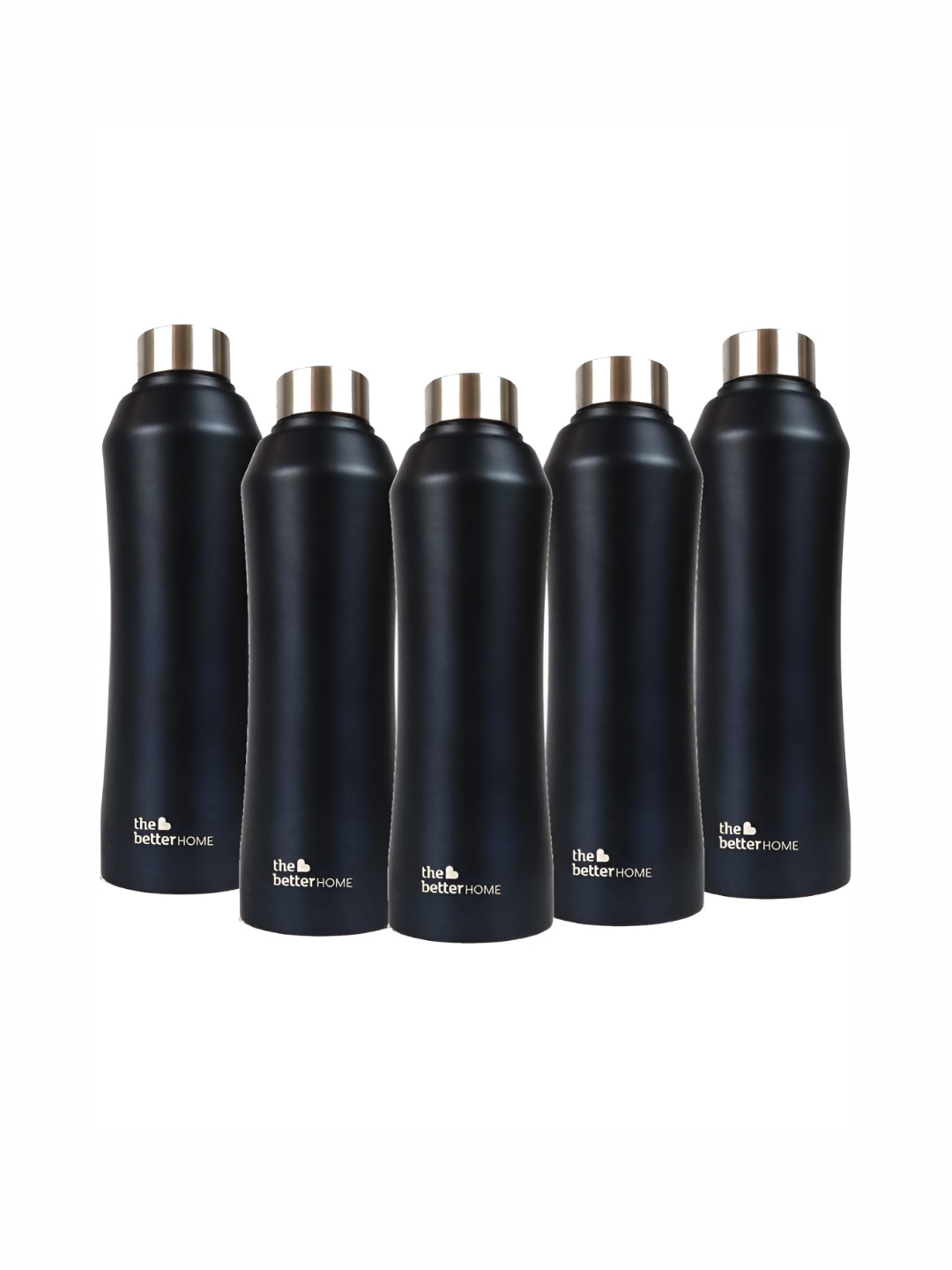 

The Better Home Black & Silver Toned 5 Pieces Stainless Steel Water Bottles 1 L Each
