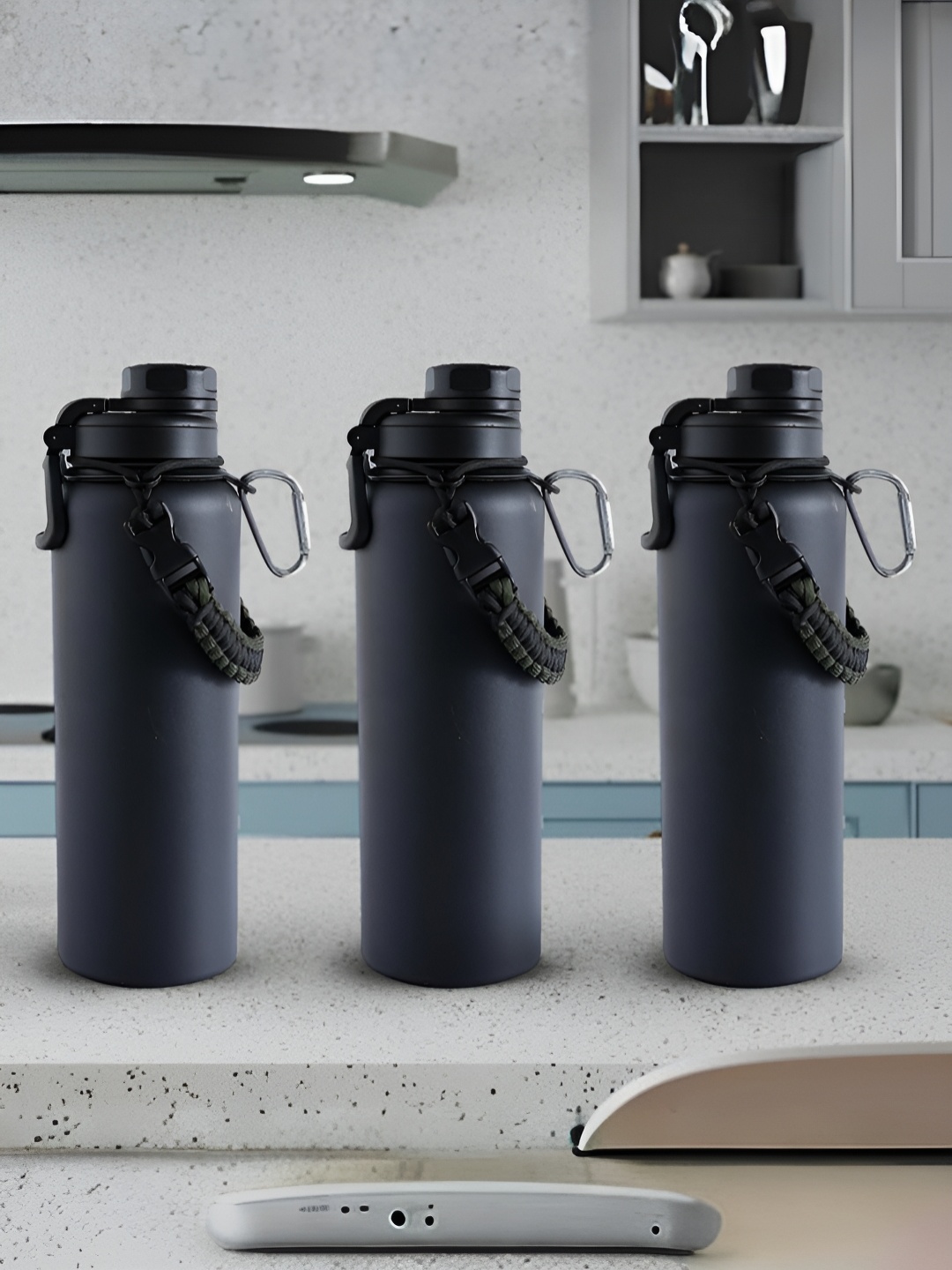 

The Better Home Black 3 Pieces Stainless Steel Water Bottles 960 ml Each