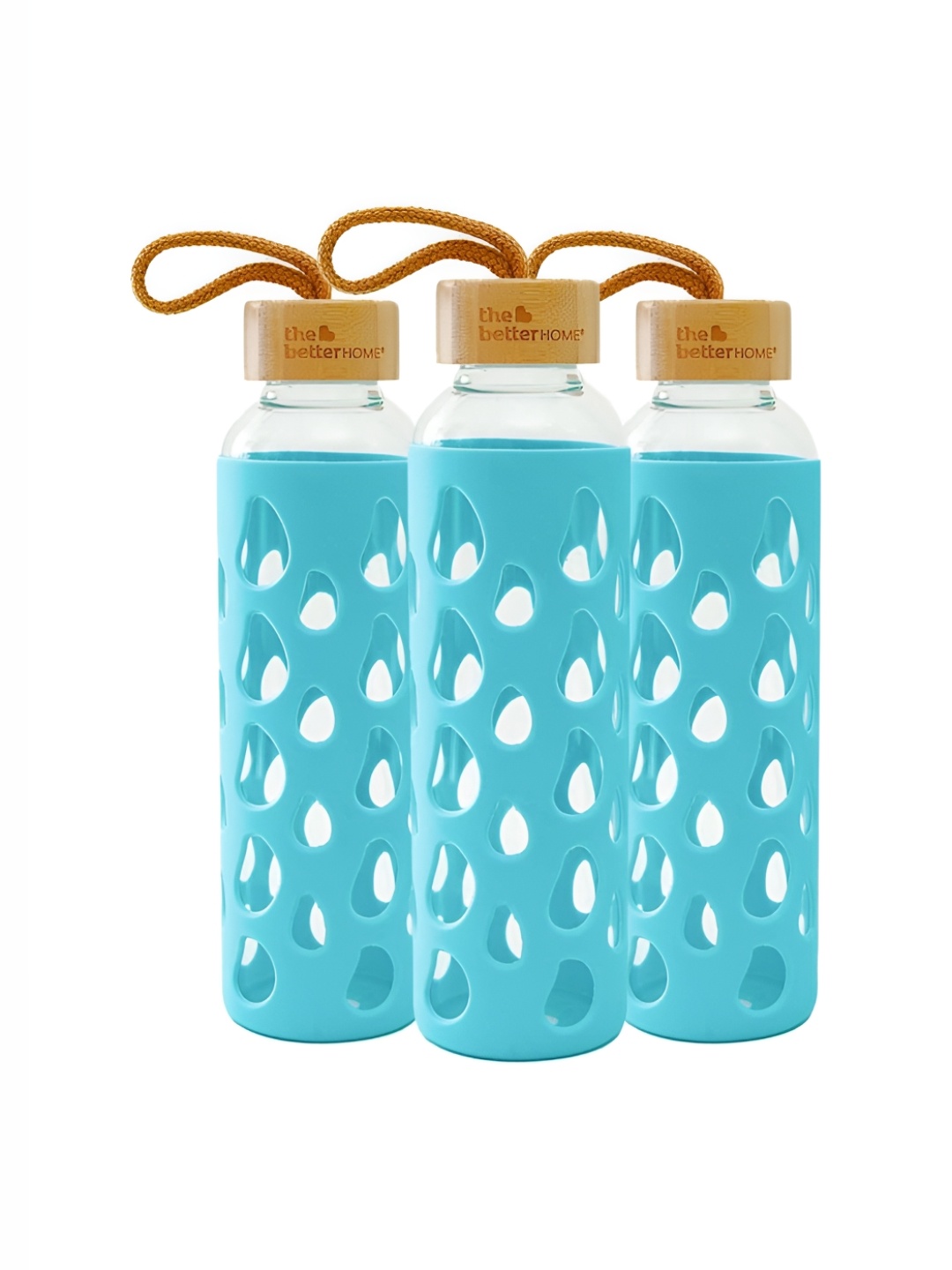 

The Better Home Blue 3 Pcs Glass Water Bottle 500 ml