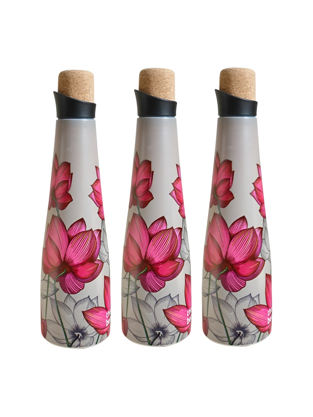 

The Better Home White & Pink 3 Pcs Stainless Steel Water Bottle 750 ml