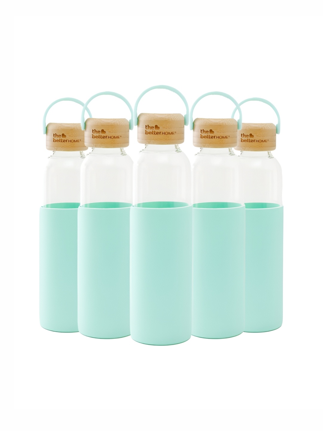 

The Better Home Blue & Brown 5 Pieces Glass Water Bottles 500 ml Each