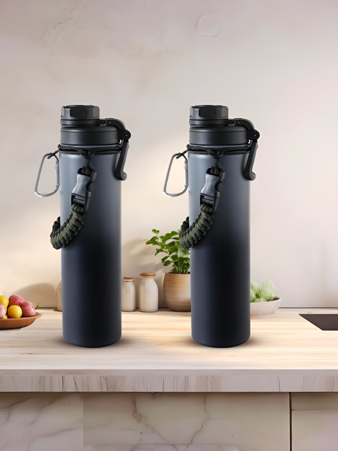 

The Better Home Black 2 Pcs Stainless Steel Water Bottle 1.2 Ltr
