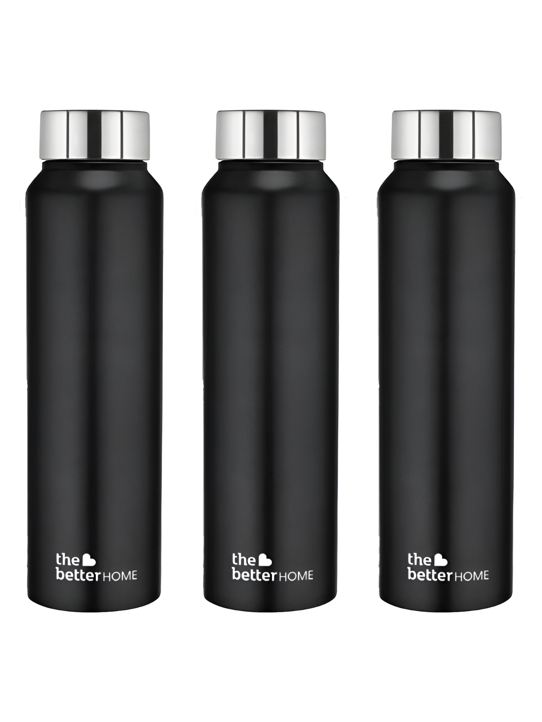 

The Better Home Black 3 Pcs Stainless Steel Water Bottle 1 Litre